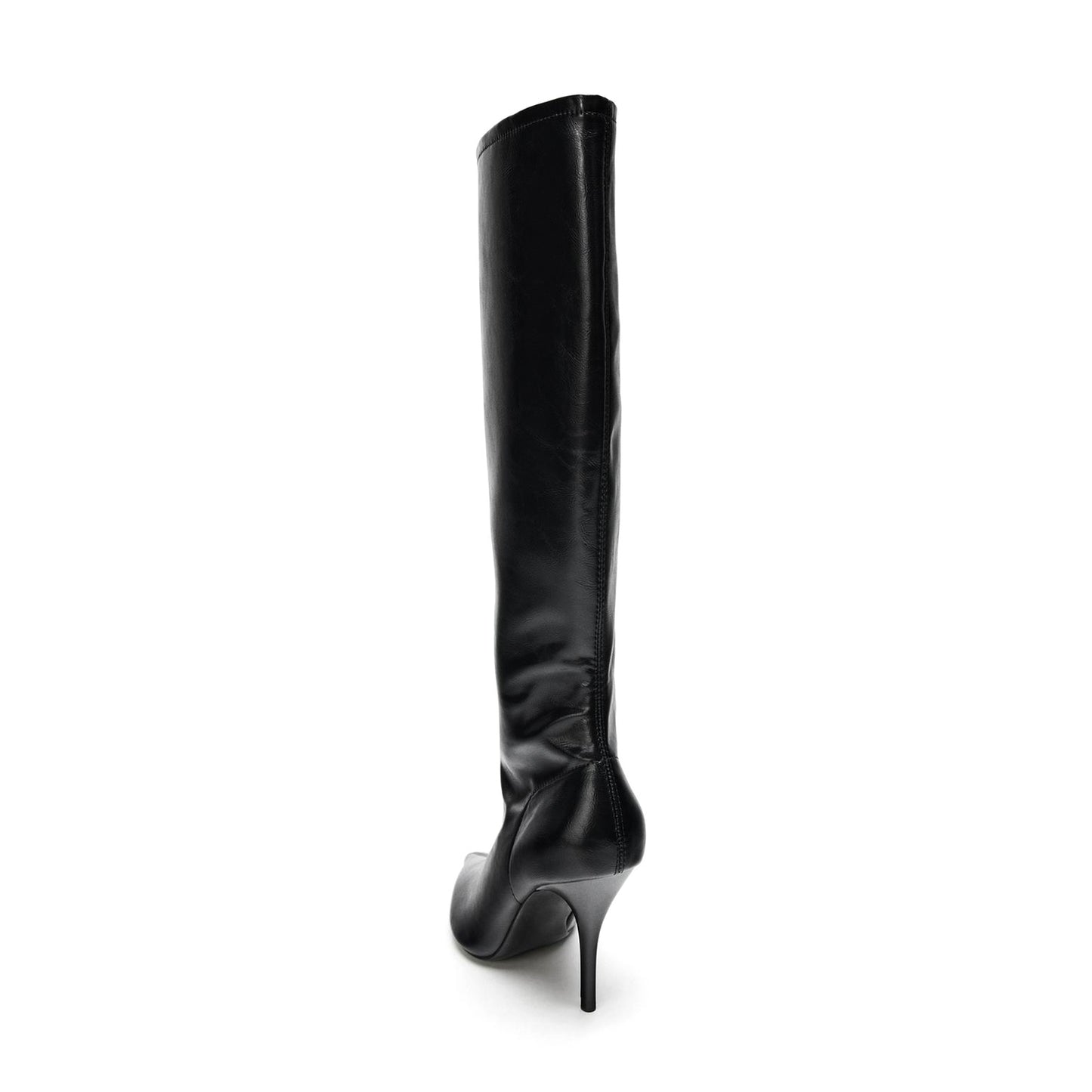 Black Pointed-Toe Side Full-Zip Chic Knee High Stiletto Boots