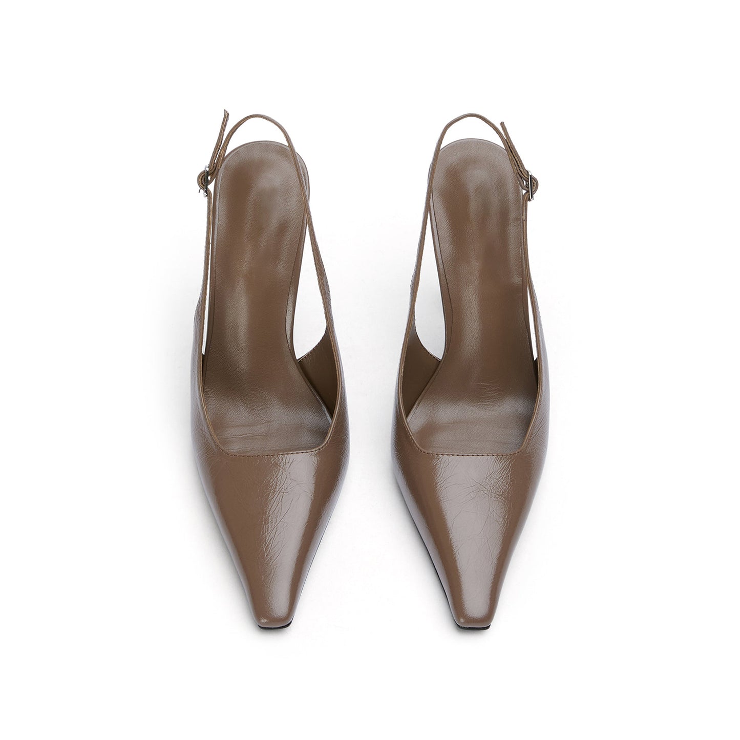 Cognac Pointed-Toe Slingback Pumps High Heels