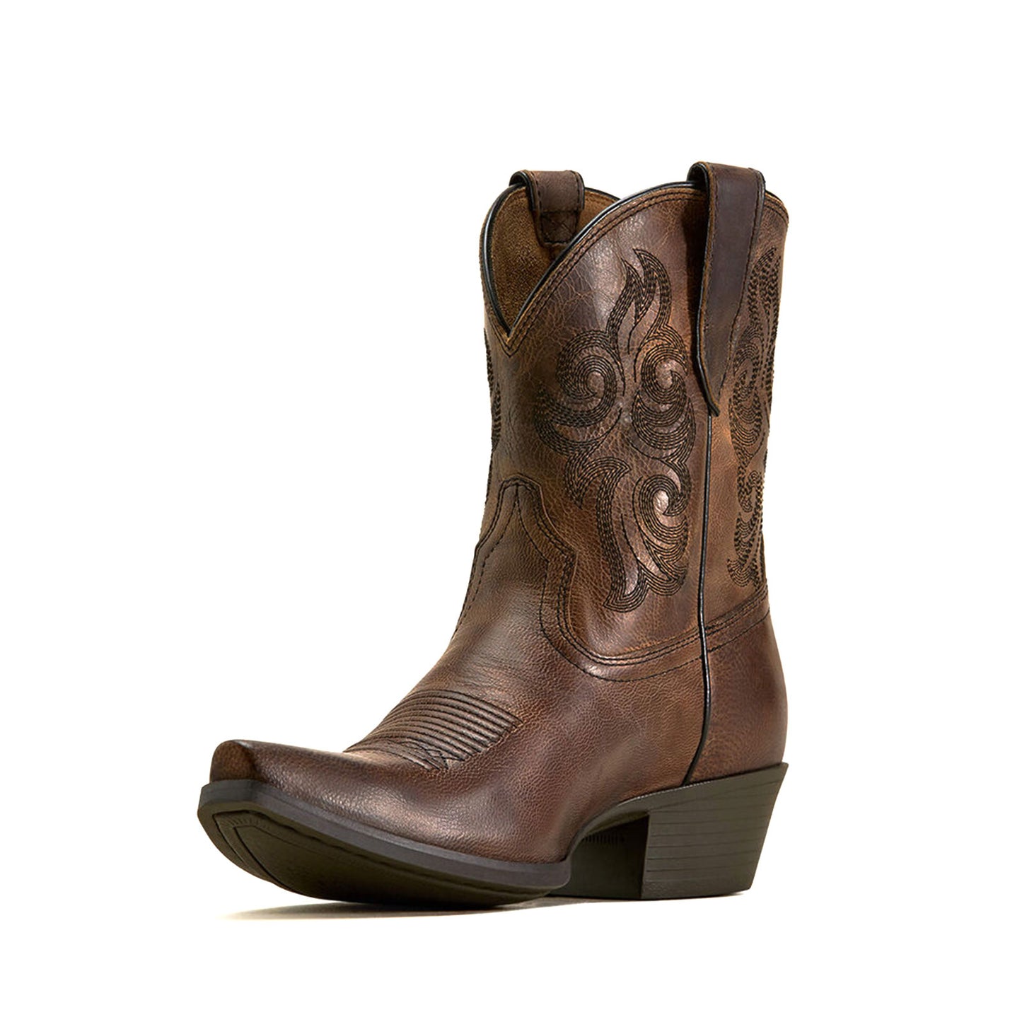 Brown Snip-Toe Classic Embroidery Western Ankle Cowgirl Boots