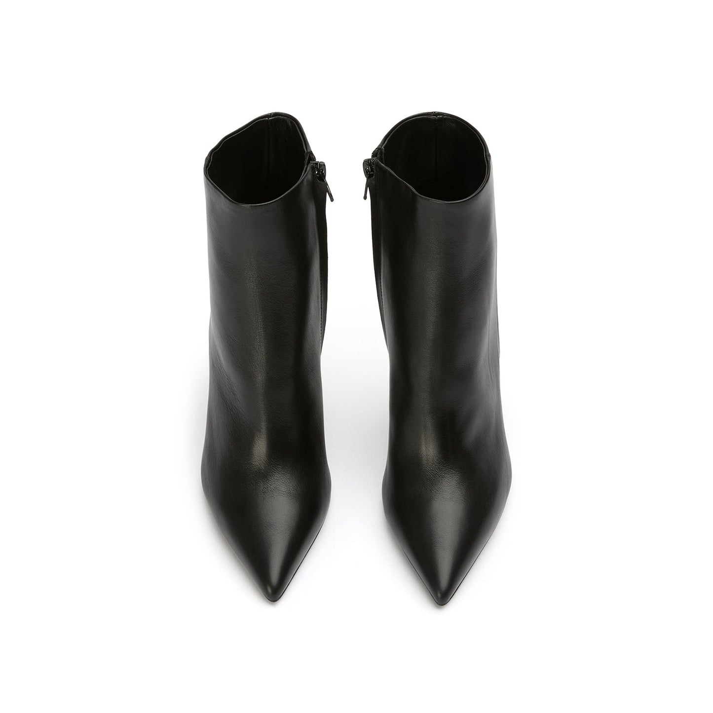 Black Pointed-Toe Full-Zip Sleek Ankle Stiletto Boots