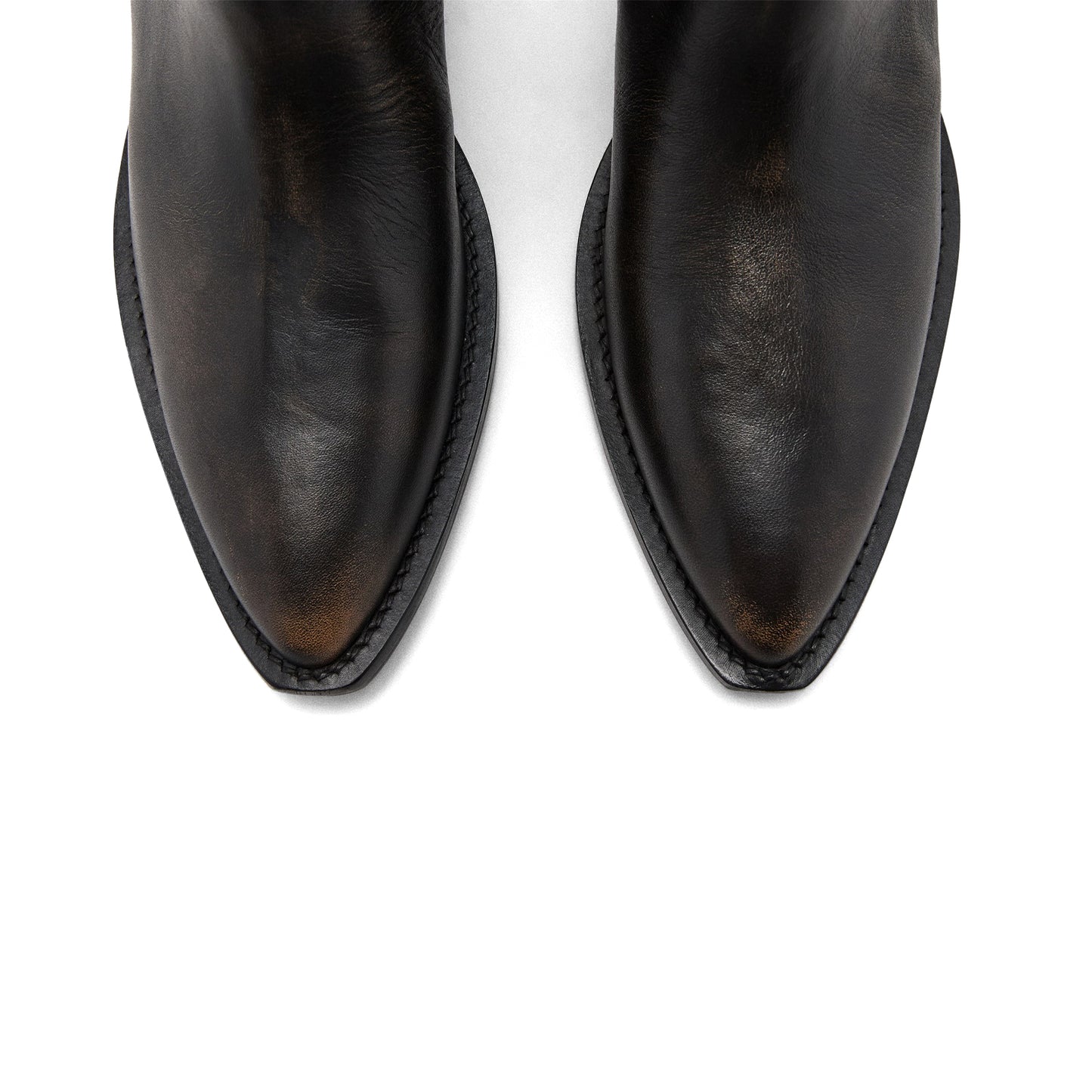 Brown Pointed-Toe Sleek Wide Calf Knee High Cowgirl Boots