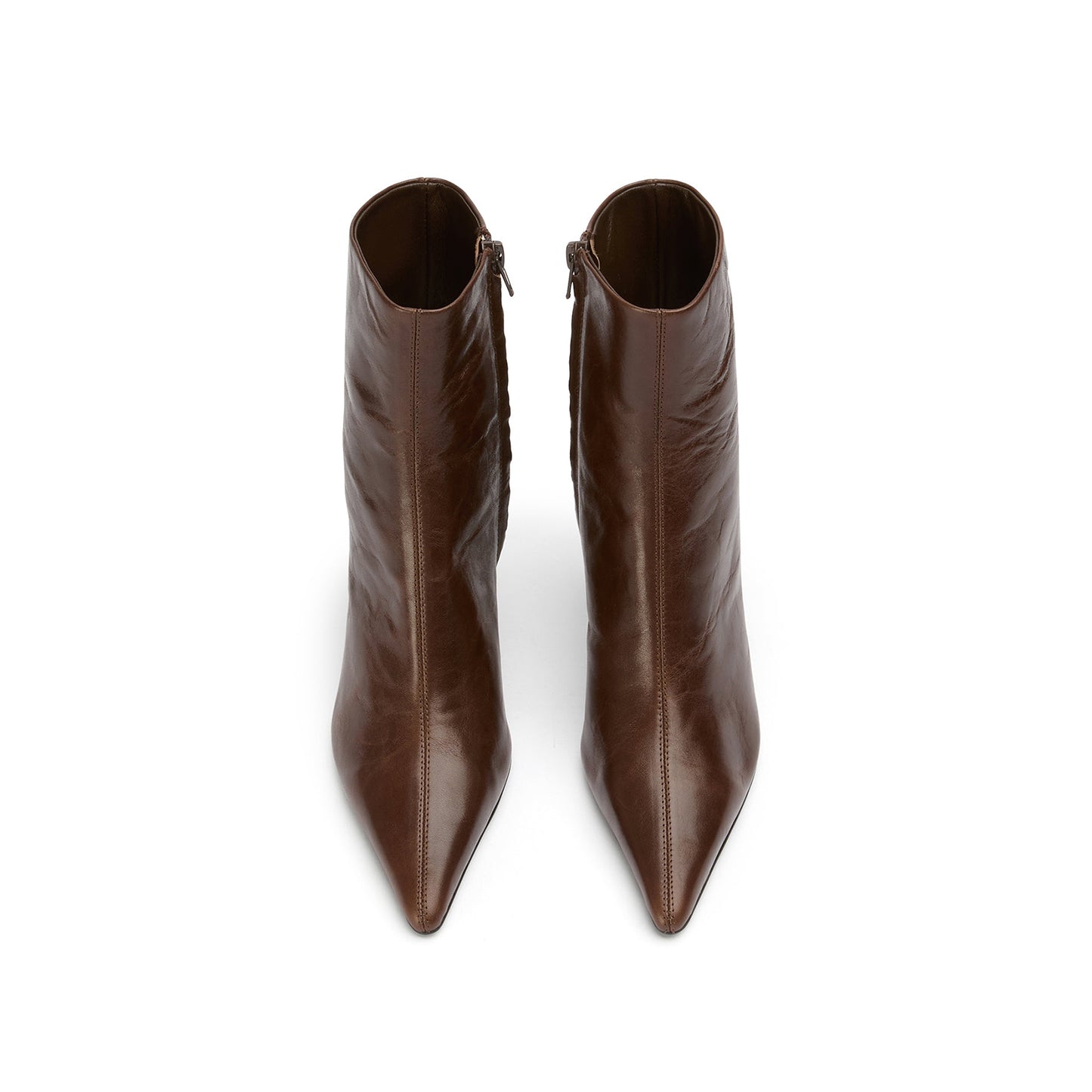 Vintage Chocolate Pointed-Toe Full-Zip Sleek Ankle Stiletto Boots