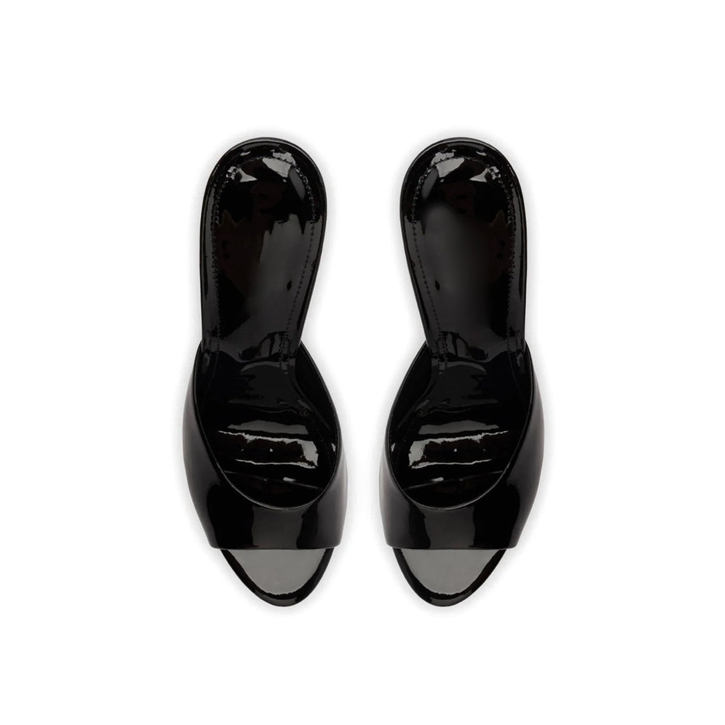 Patent Black Round-Toe Sleek Backless High Stiletto Heels