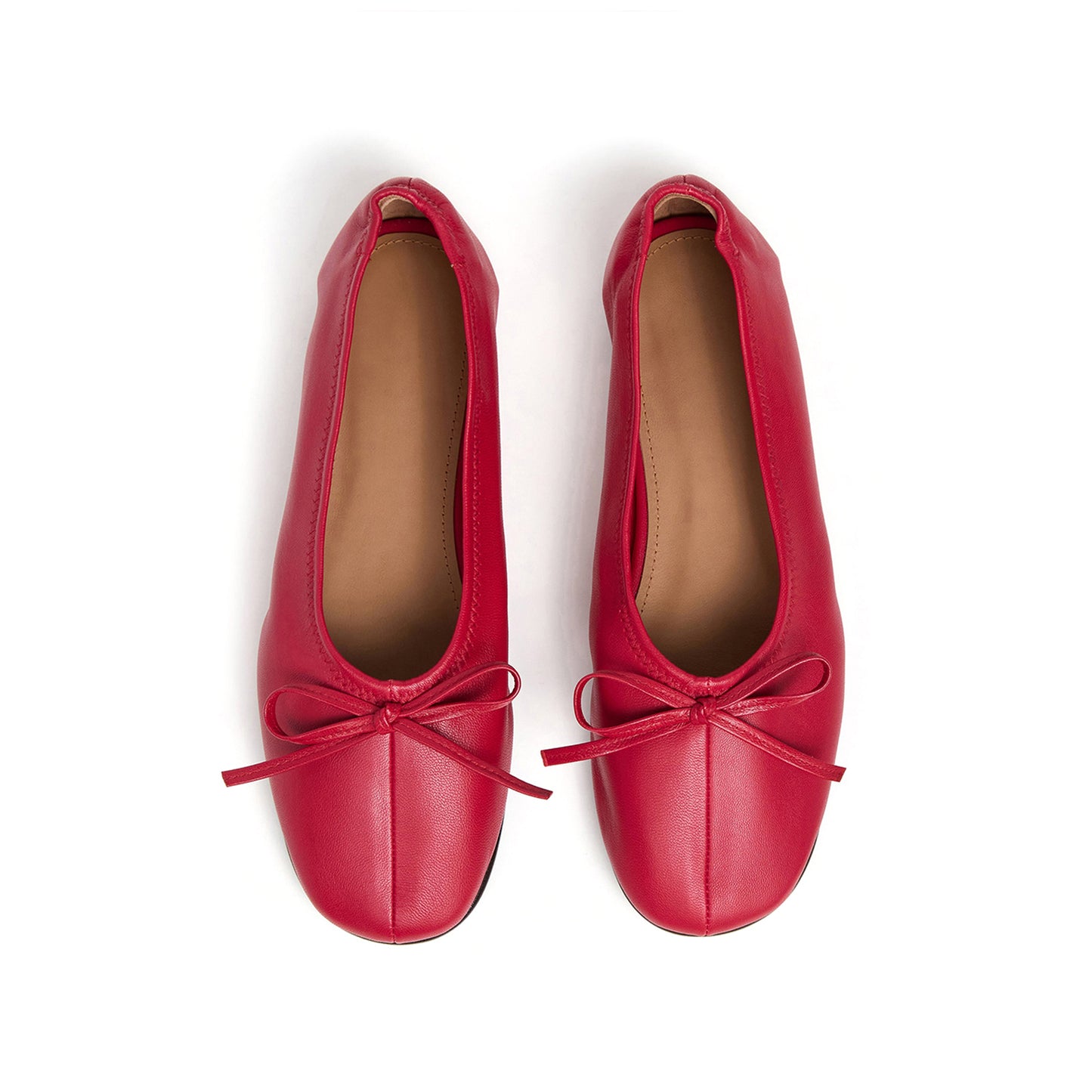 Red Square-Toe Classic Front Bow Slip-On Ballet Flats
