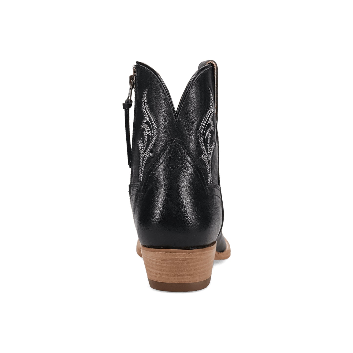 Black Round-Toe Grace Embroidery Full-Zip Ankle Cowgirl Boots
