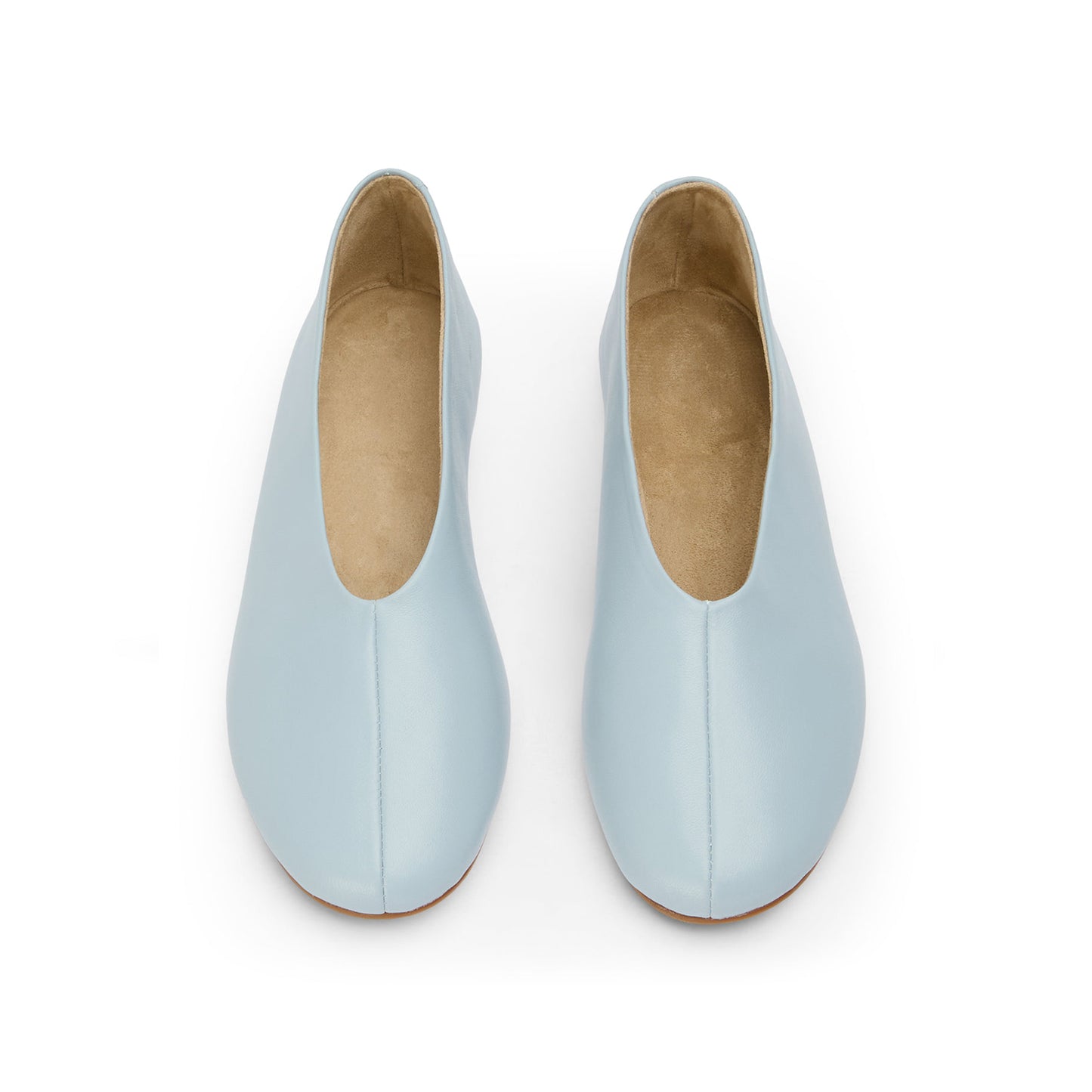 Sky Blue Round-Toe Sleek Slip-On Ballet Flats