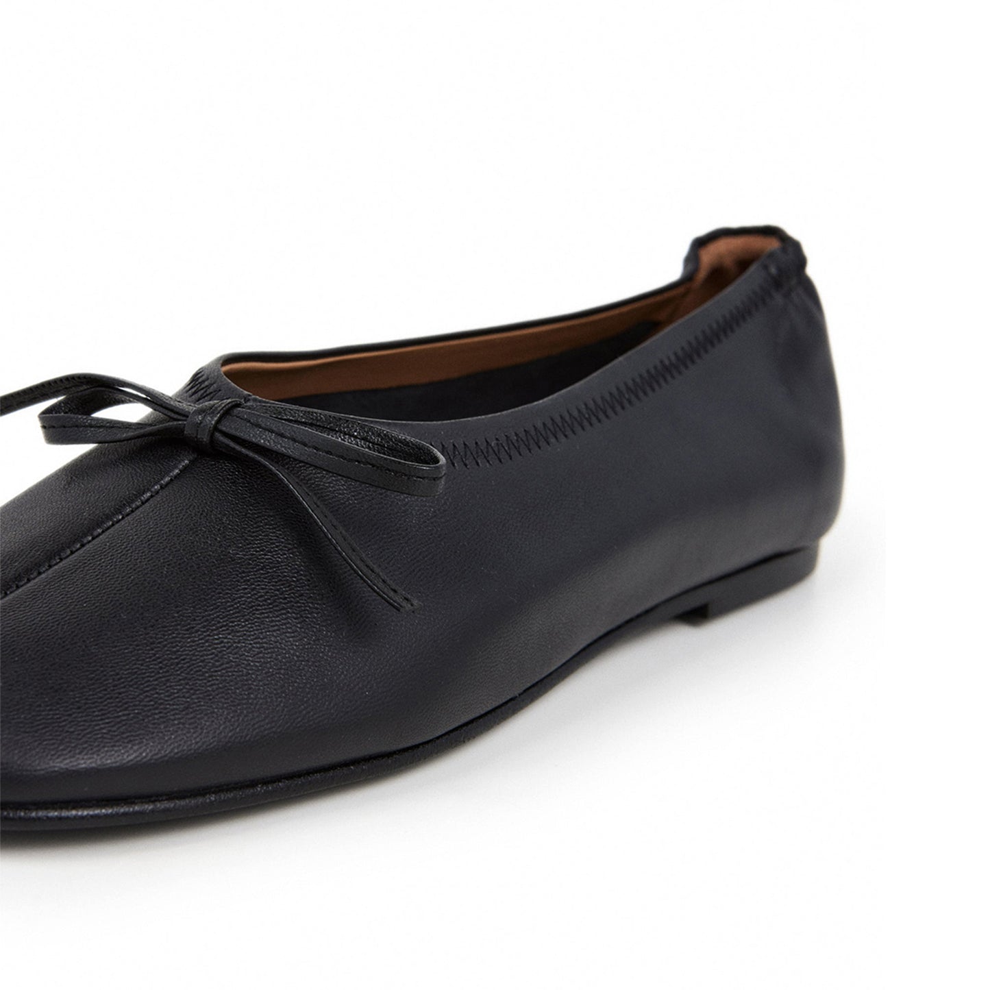 Black Square-Toe Classic Front Bow Slip-On Ballet Flats