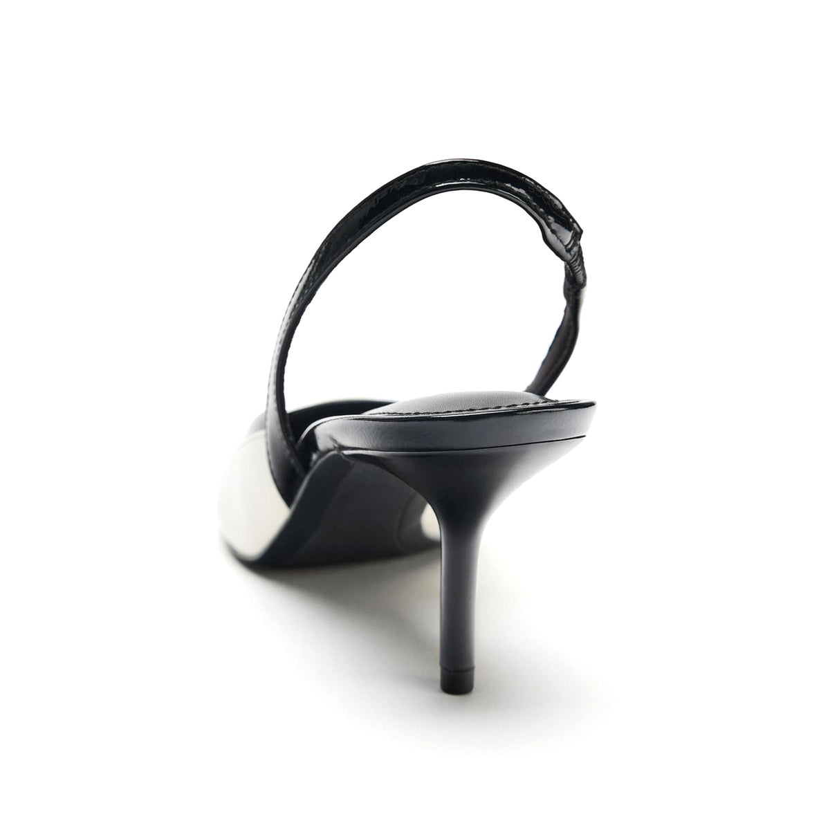 Ivory Pointed-Toe Chic Black Back Strap Kitten Heels