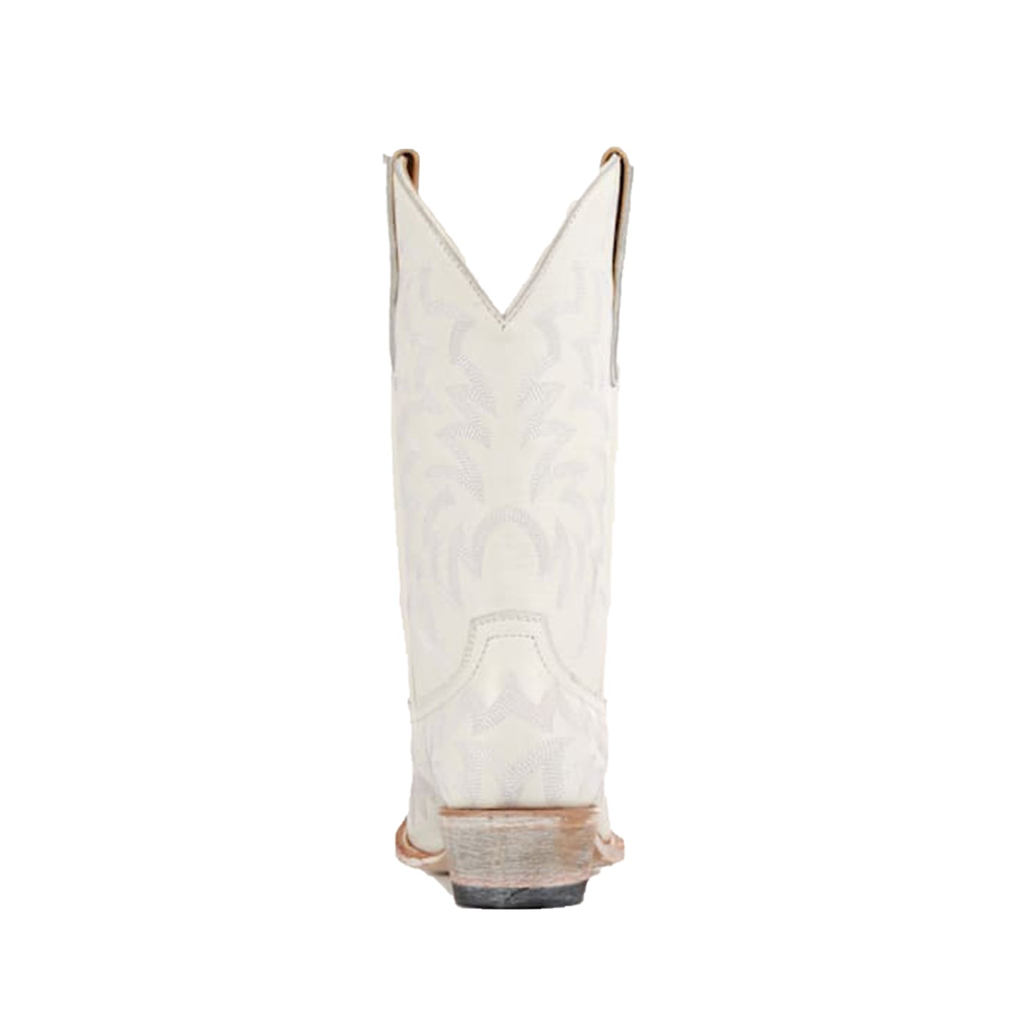 White Snip-Toe Delicate Embroidery Mid Calf Chic Cowgirl Boots