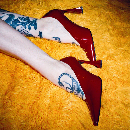 Red Snip-Toe Slip-On Classic High Heels