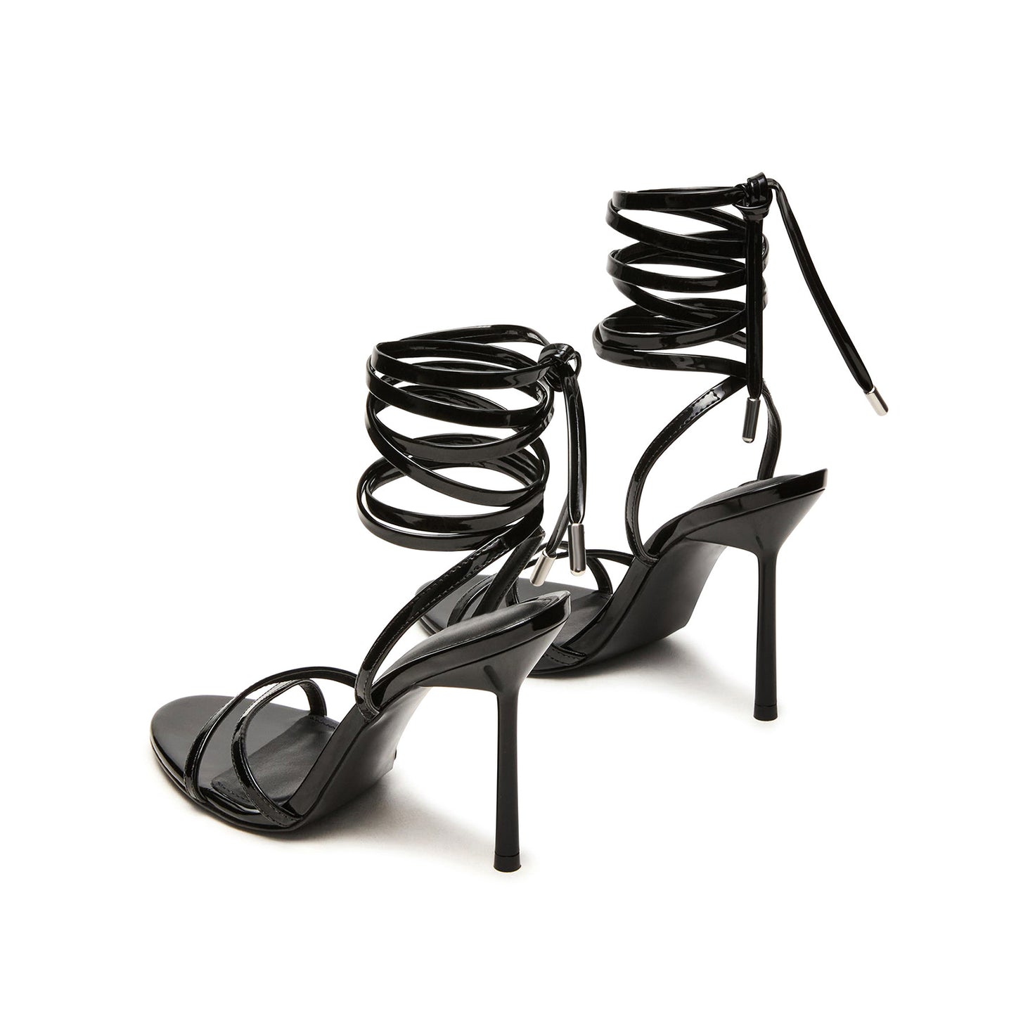 Patent Black Round-Toe Ankle Strappy High Heels