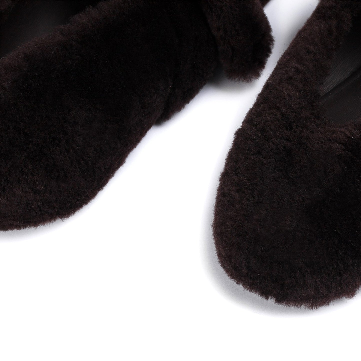 Brown Full Plush Square-Toe Bridge Strap Ballet Flats