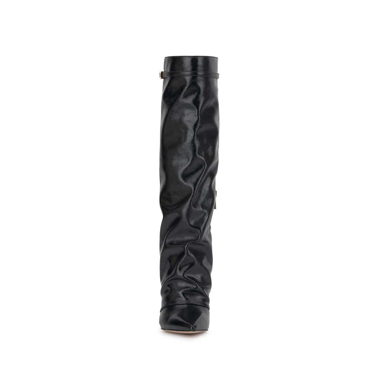 Black Pointed-Toe Sleek Half-Zip Knee High Simple Stiletto Boots