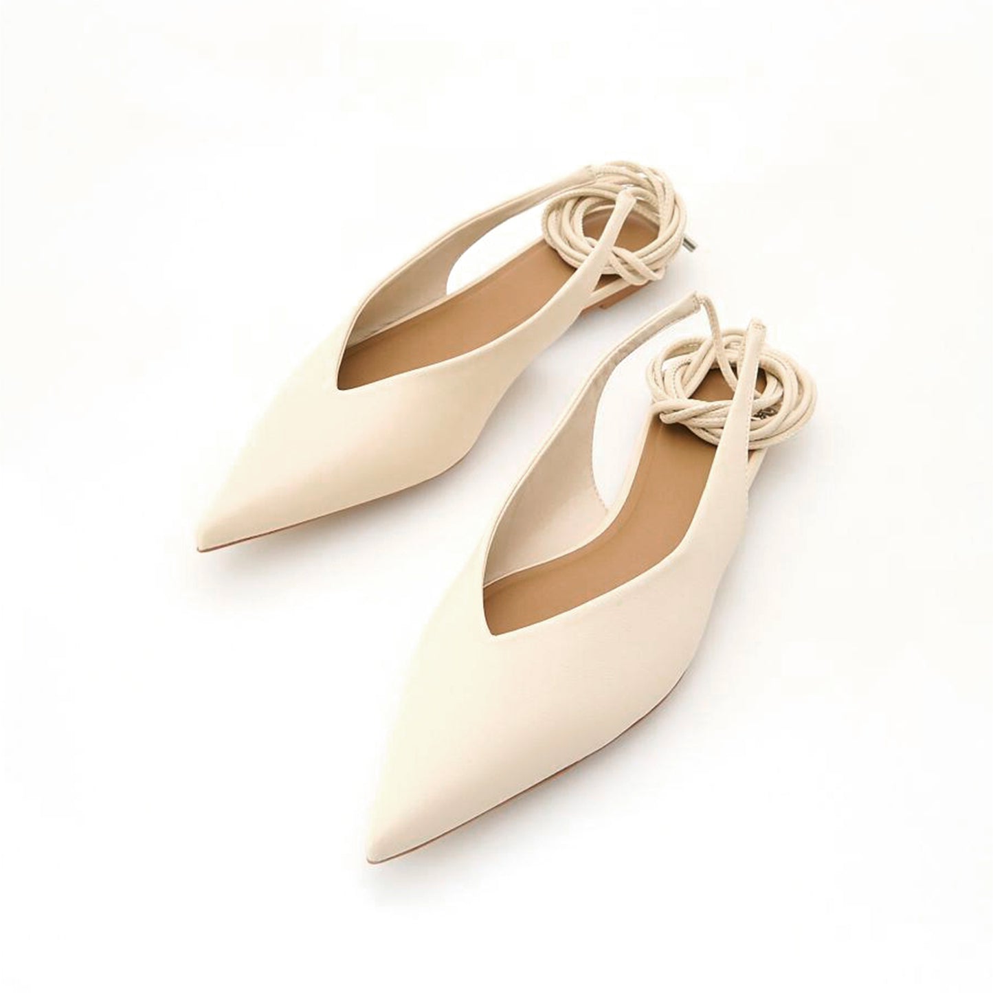 Bone Pointed-Toe Slip-On Ankle Strap Flats