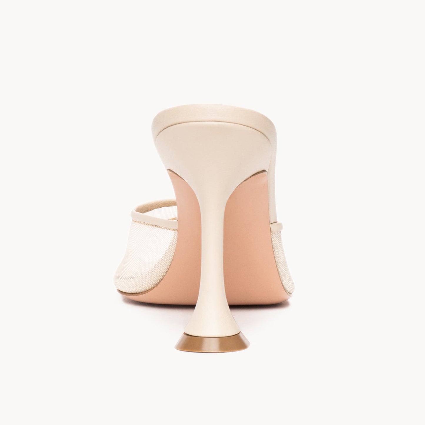 Ecru Mesh Almond-Toe Backless Simple High Heels