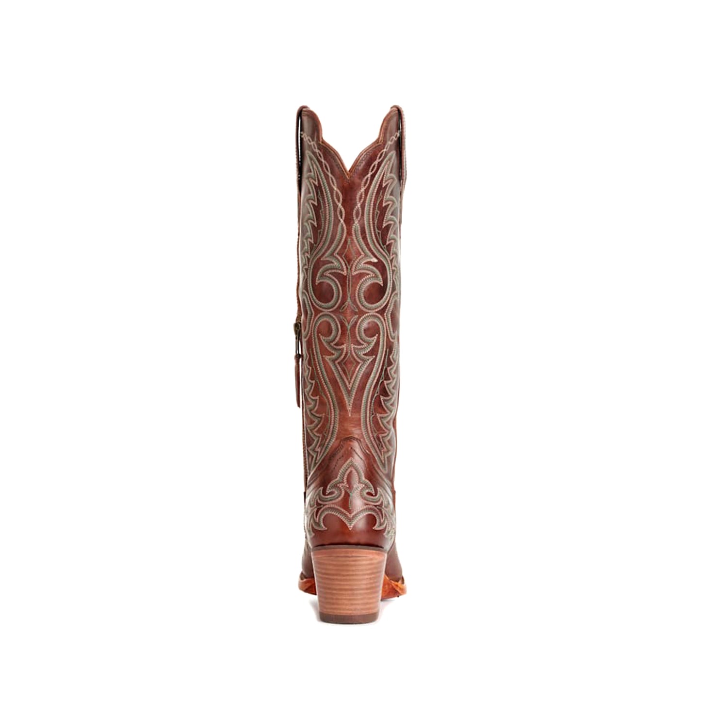 Mahogany Snip-Toe Chic Embroidery Half-Zip Knee High Cowgirl Boots