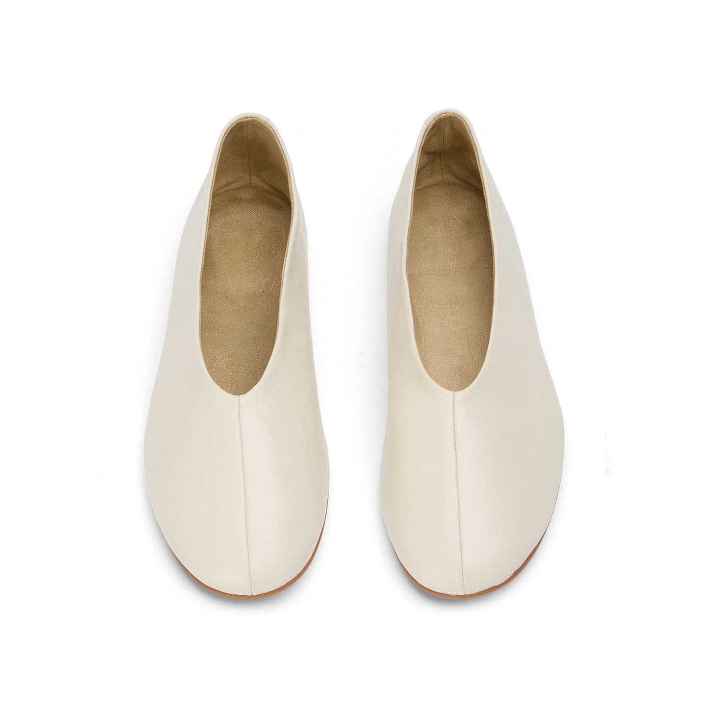 Ivory Round-Toe Sleek Slip-On Ballet Flats