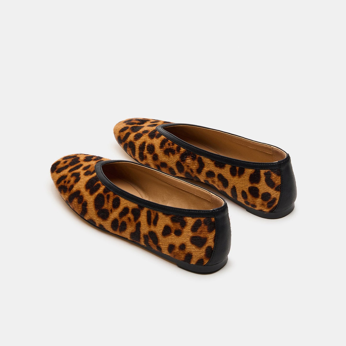 Leopard Pony Hair Elegant Square-Toe Slip-On Flats