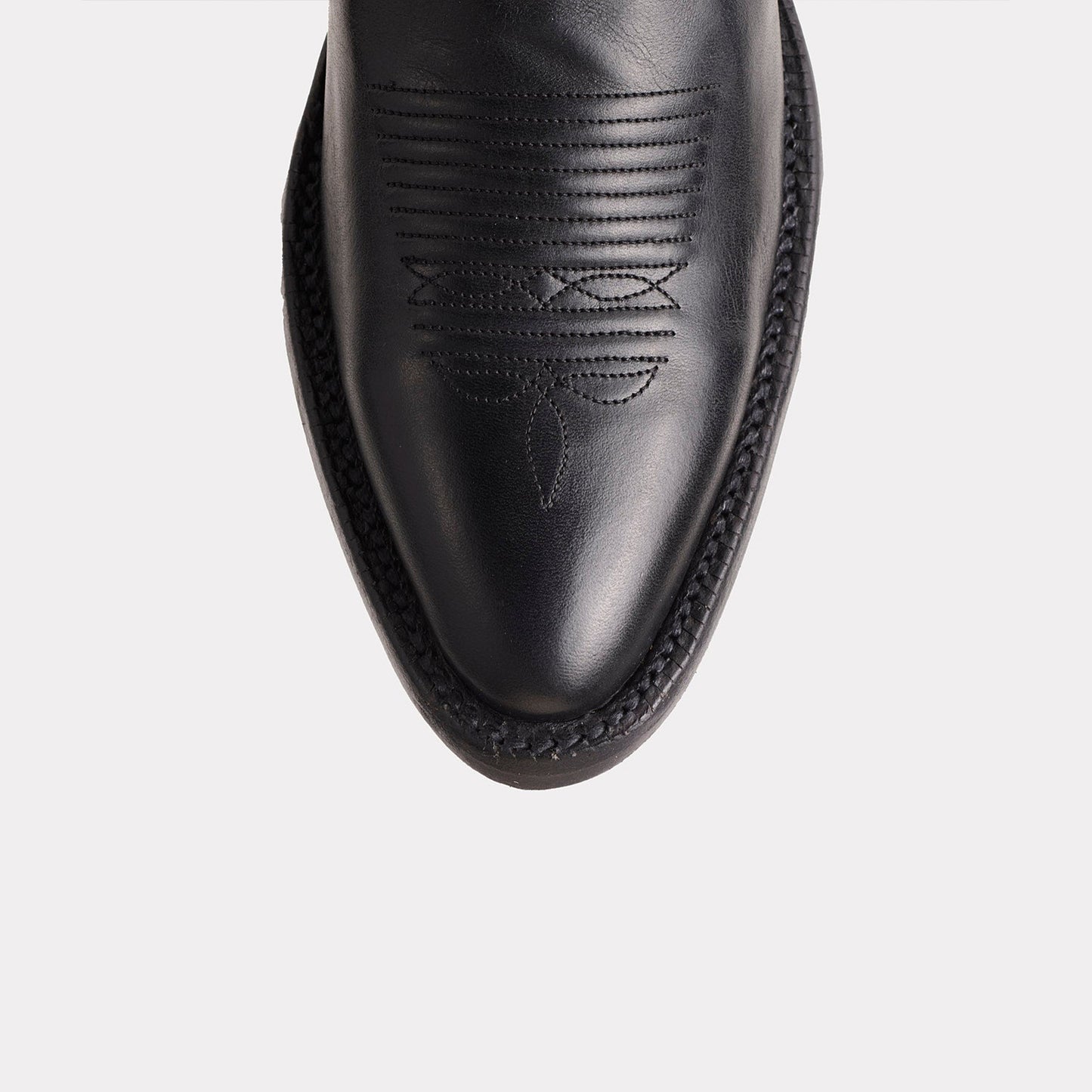 Black Round-Toe Simple Mid Calf Chic Classic Cowgirl Boots