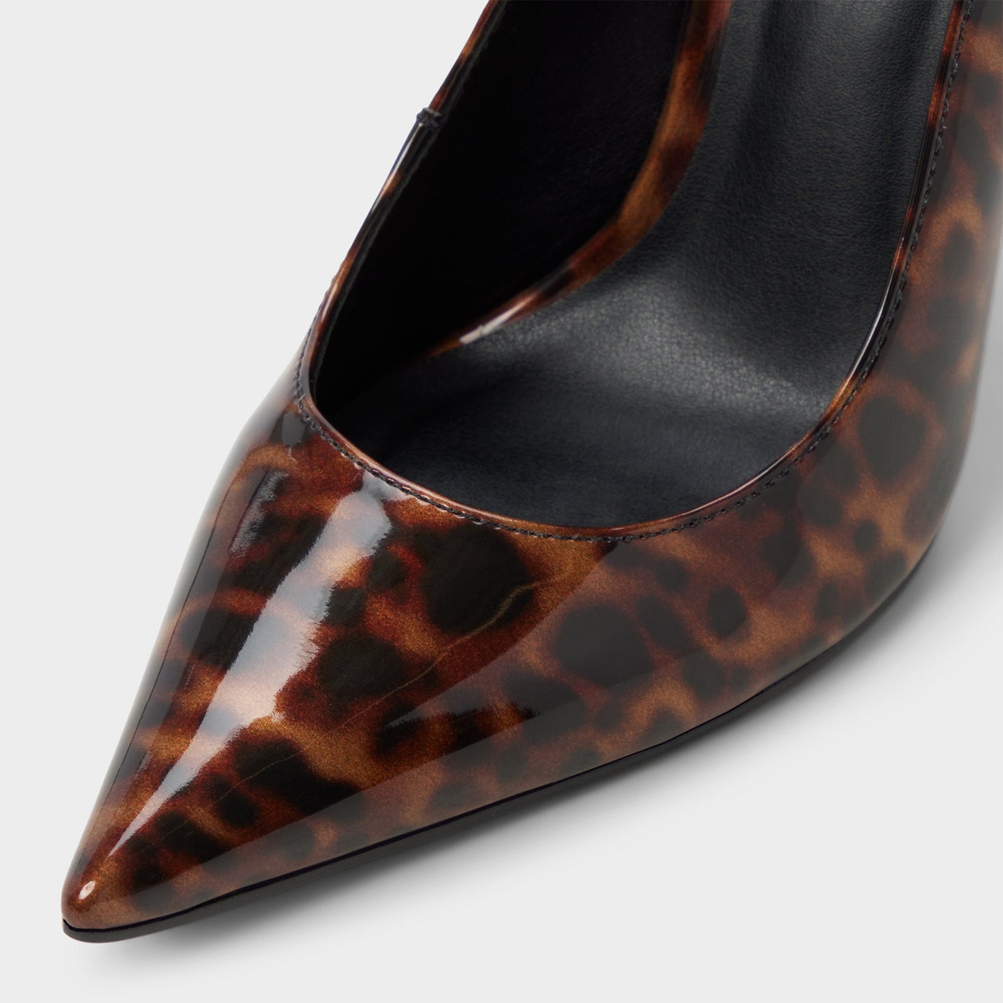 Patent Leopard Pointed-Toe Simple Ankle Strap High Heels