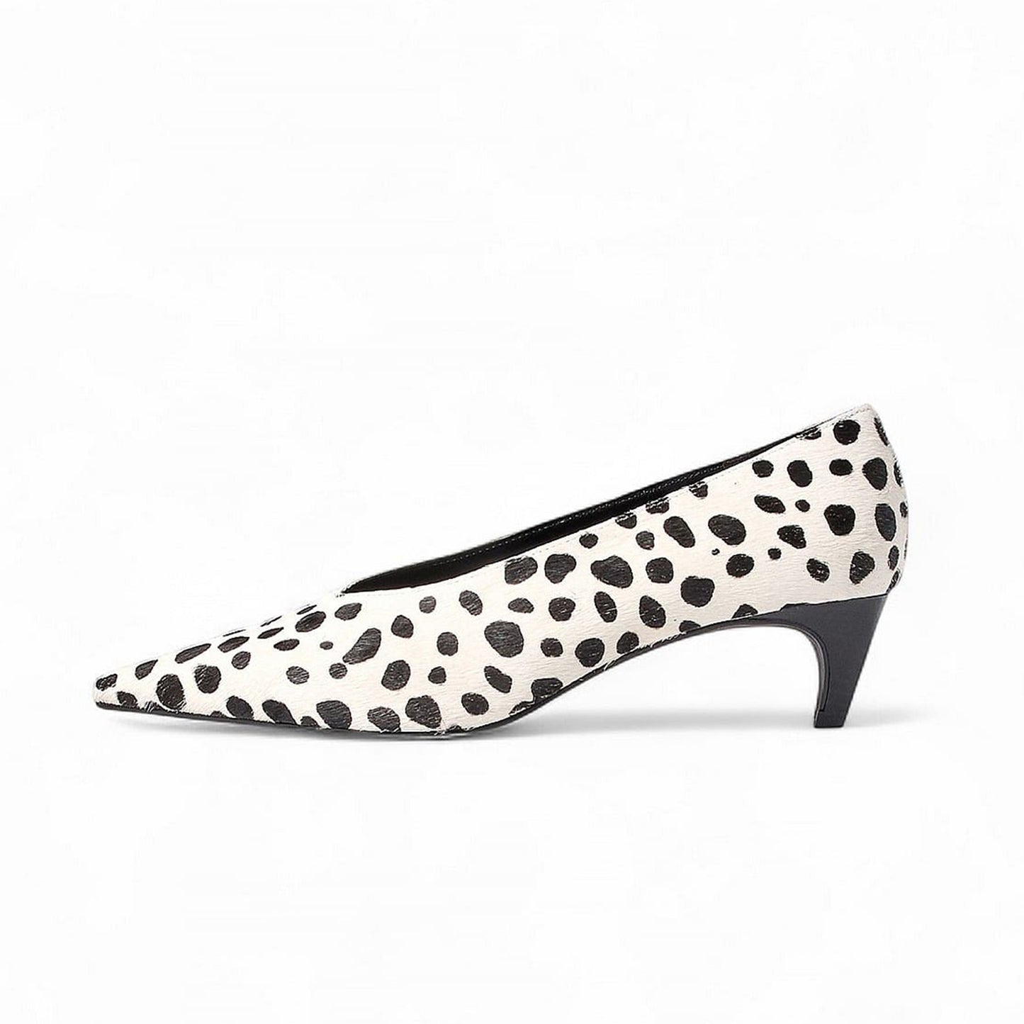 Cow Pattern Pointed-Toe Slip-On Pumps Kitten Heels
