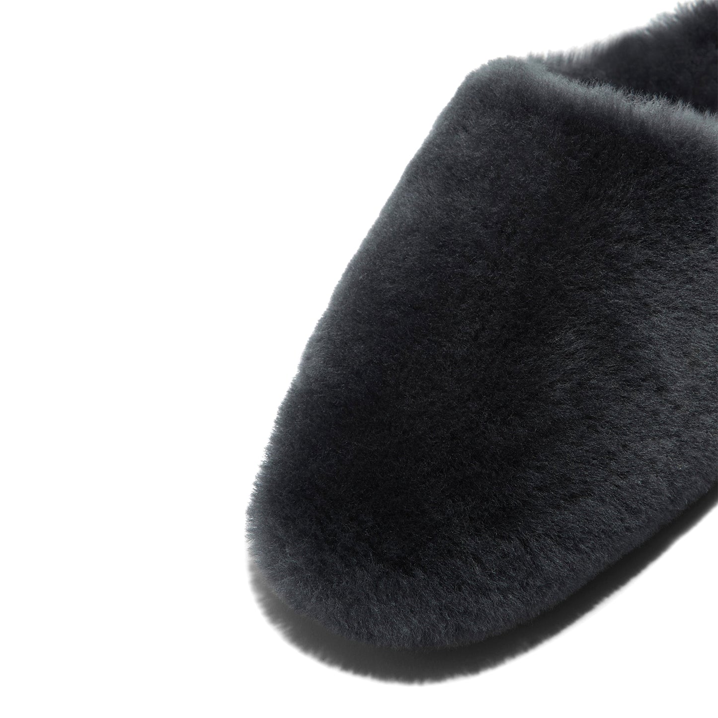 Charcoal Plush Square-Toe Slip-On Backless Slippers Flats