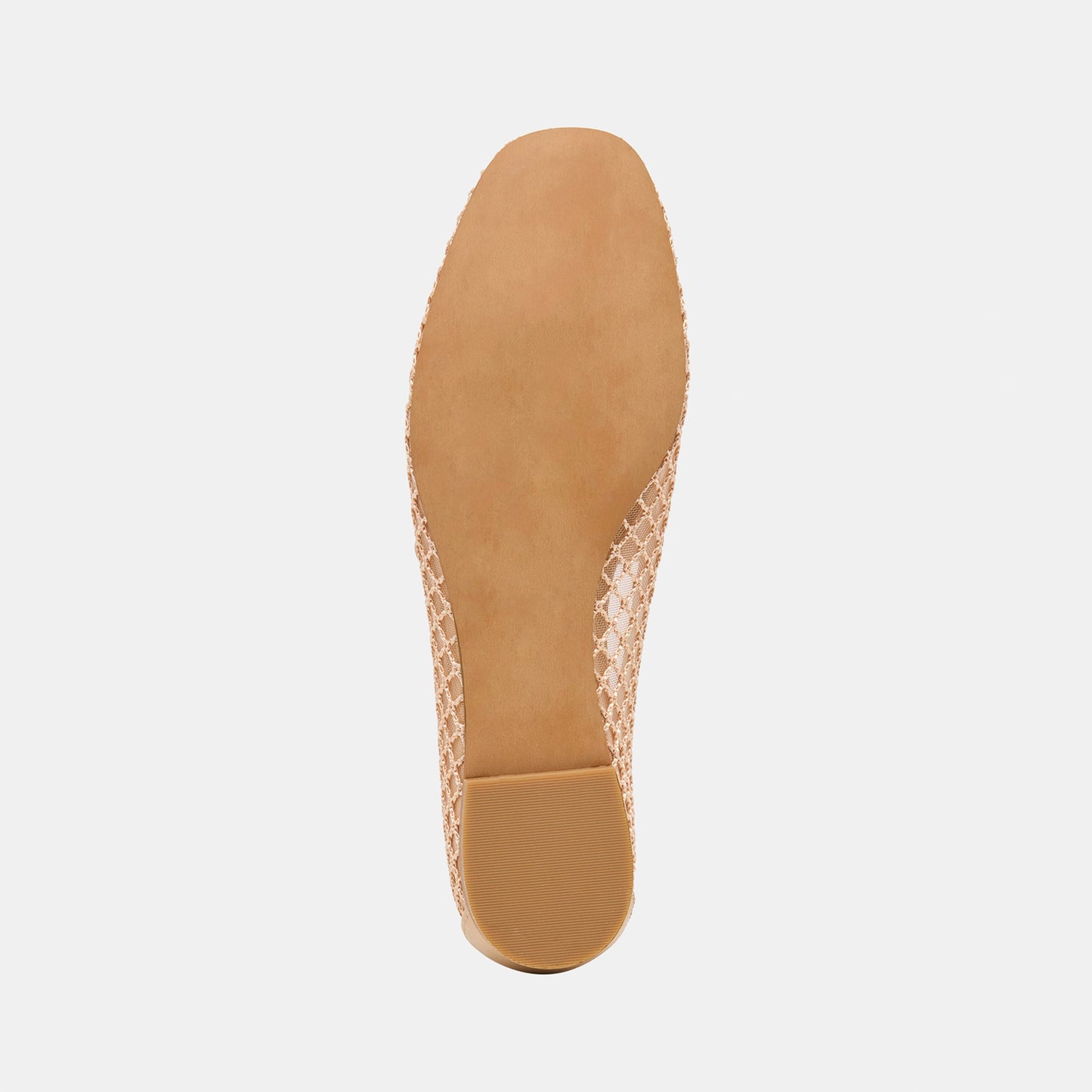 Beige Mesh Square-Toe Simple Classic Slip-On Ballet Flats