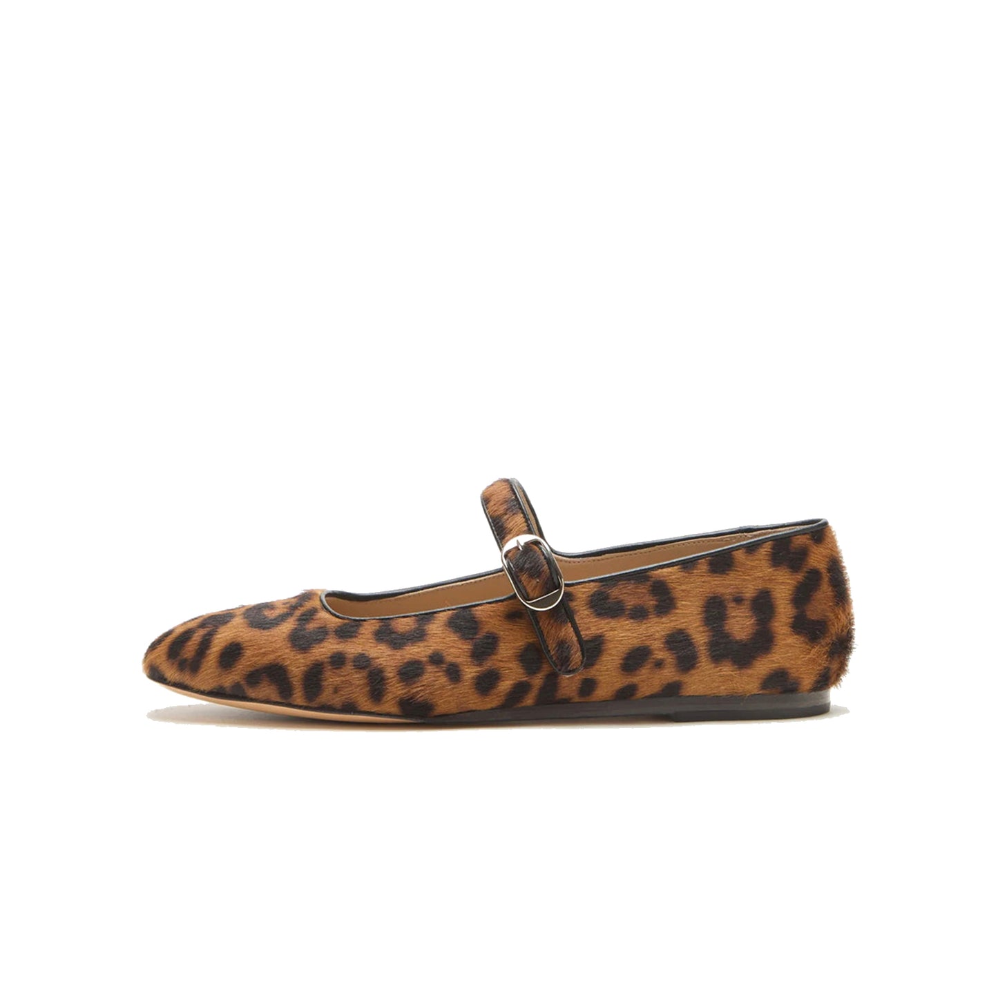 Leopard Print Square-Toe Mary Jane Slip-On Ballet Flats