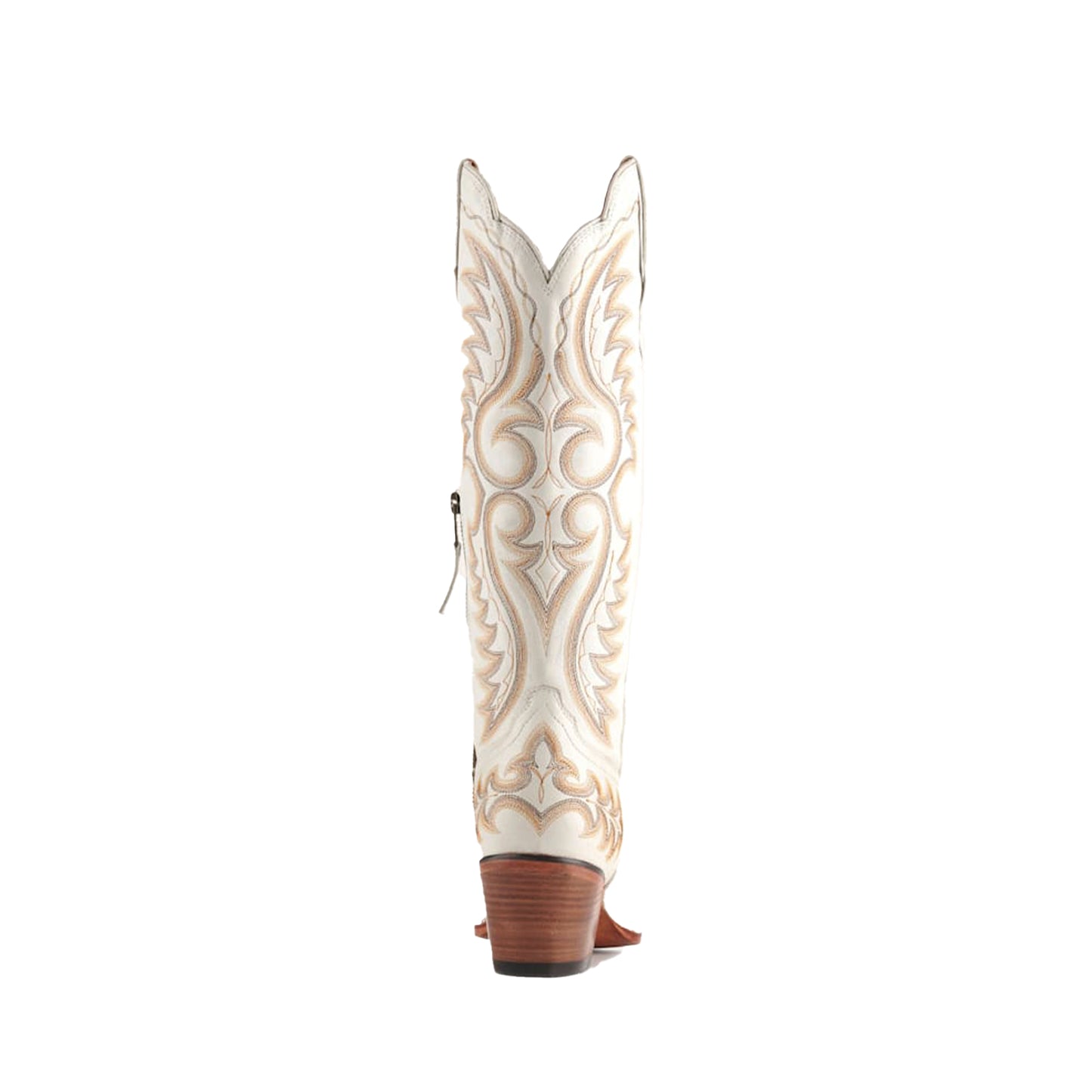 Ivory Snip-Toe Chic Embroidery Half-Zip Knee High Cowgirl Boots