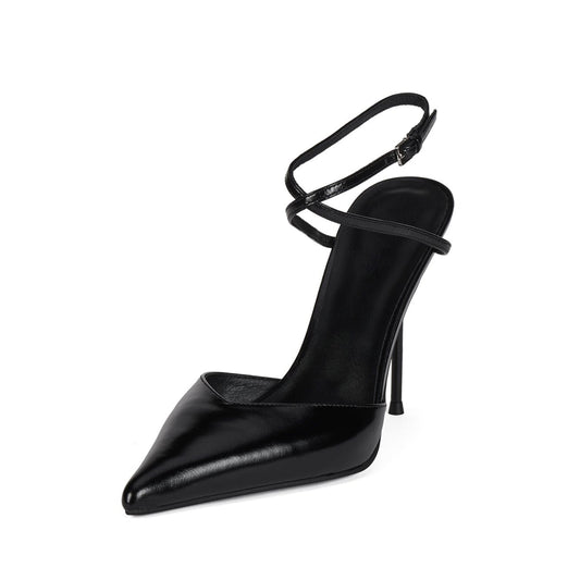 Black Pointed-Toe Slingback Simple Pumps High Heels