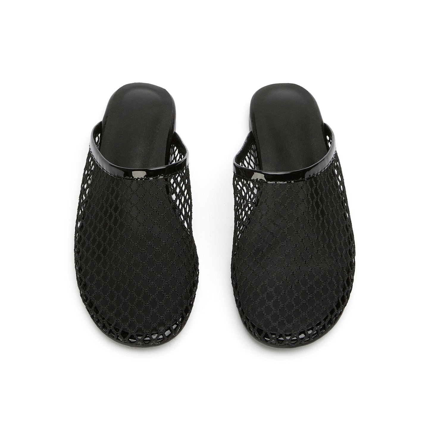 Black Mesh Round-Toe Sleek Slip-On Backless Flats