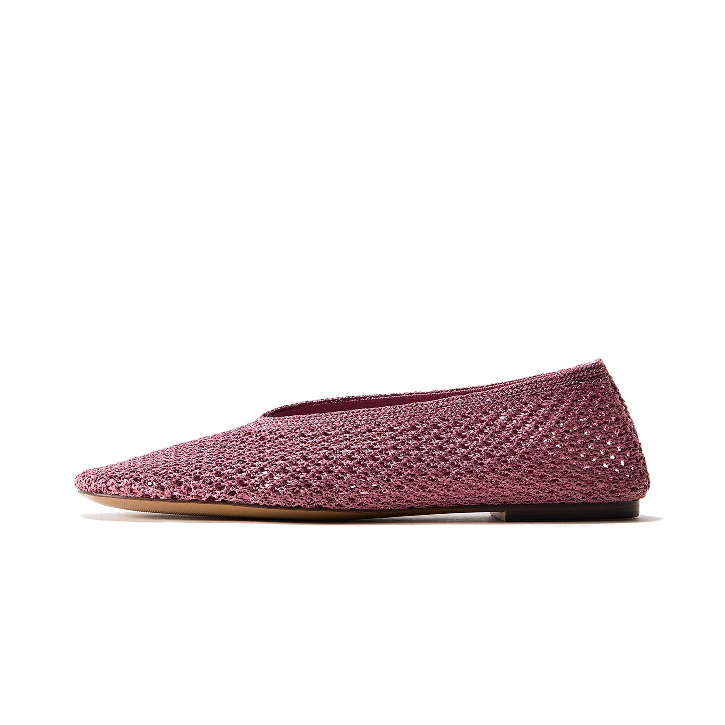 Pink Woven Square-Toe Simple Slip-On Ballet Classic Flats