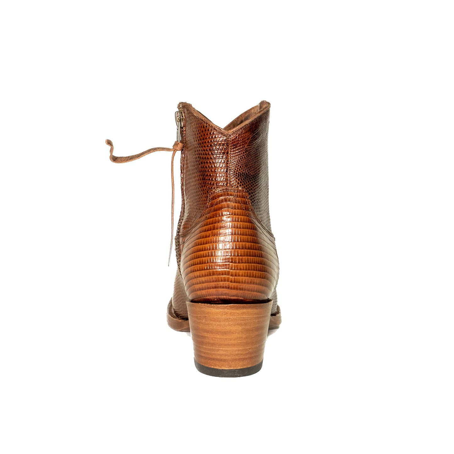 Brandy Lizard Print Snip-Toe Simple Full-Zip Ankle Cowgirl Boots