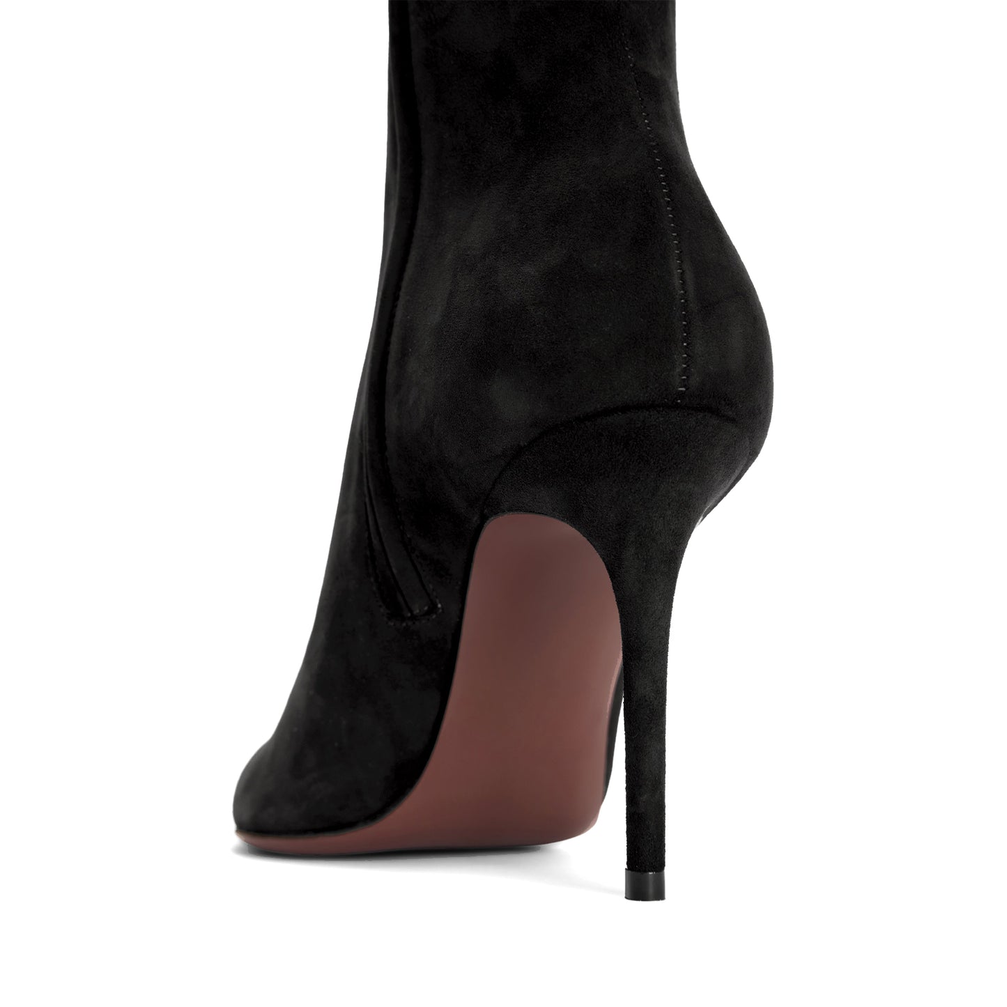 Black Faux Suede Pointed-Toe Classic Full-Zip Chic Ankle Stiletto Boots
