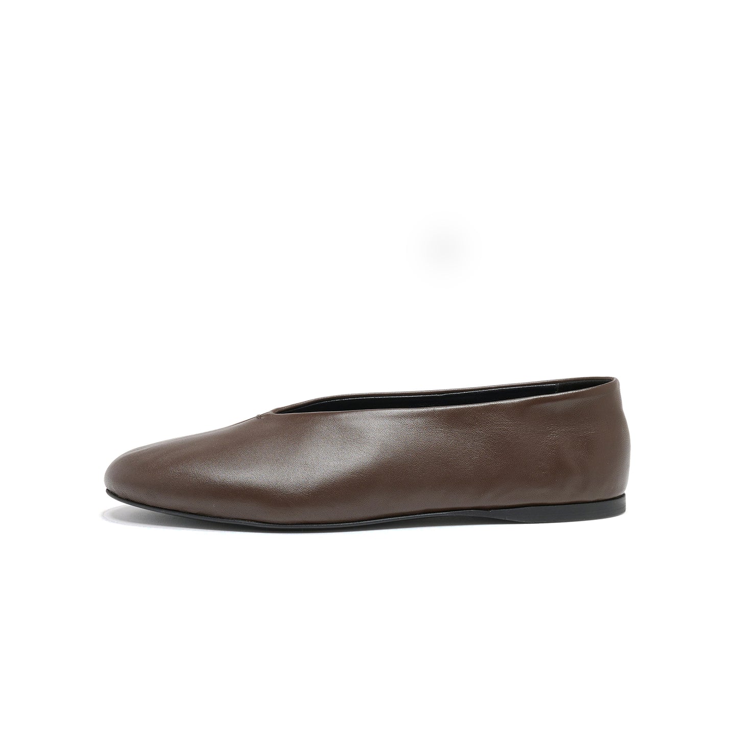 Mahogany Round-Toe Slip-On Classic Ballet Flats