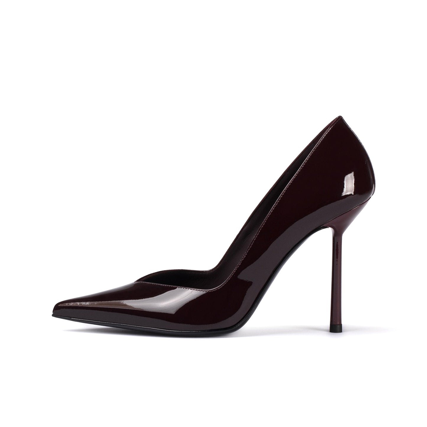 Patent Cherry Red Pointed-Toe Sleek Slip-On High Heels