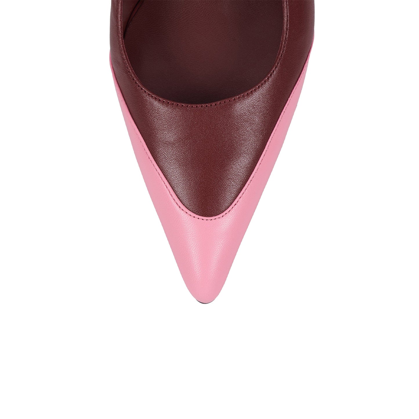 Wine Red And Pink Pointed-Toe Slingback Chic Kitten Heels