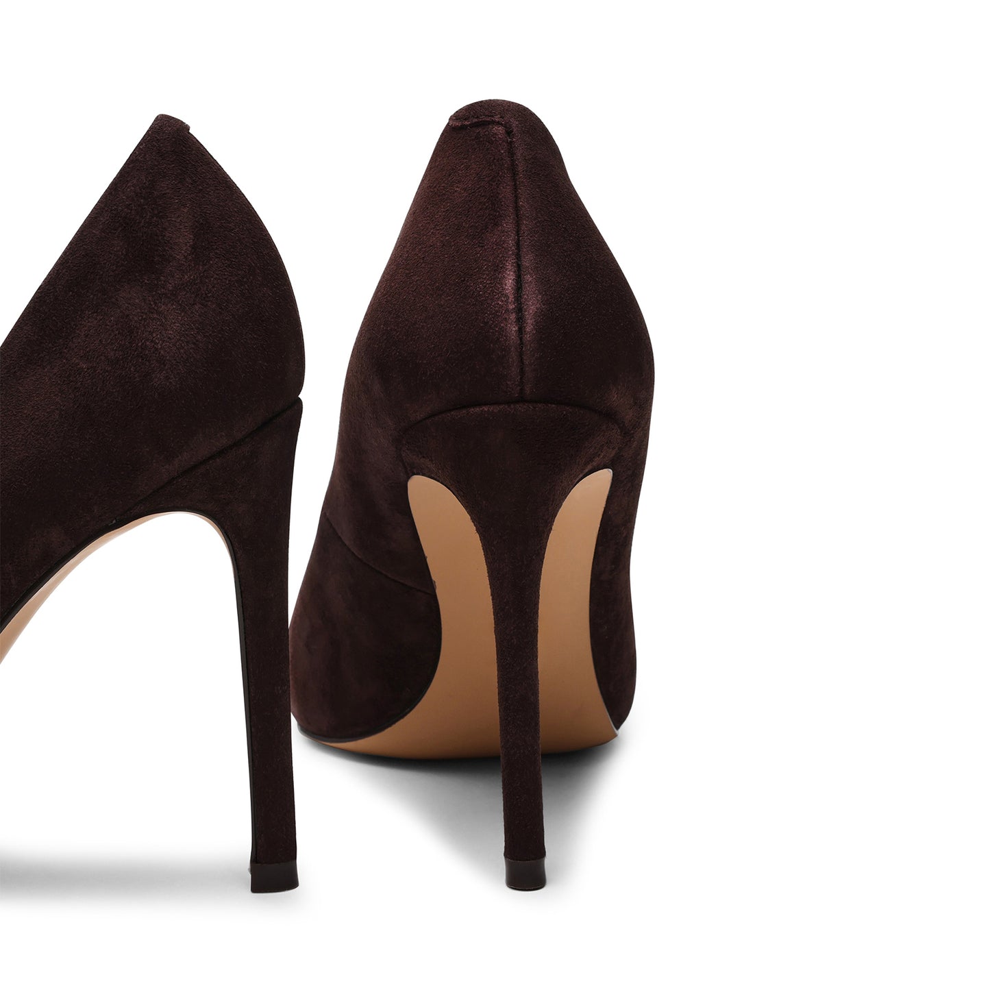 Brown Faux Suede Classic Pointed-Toe Slip-On High Heels Pumps