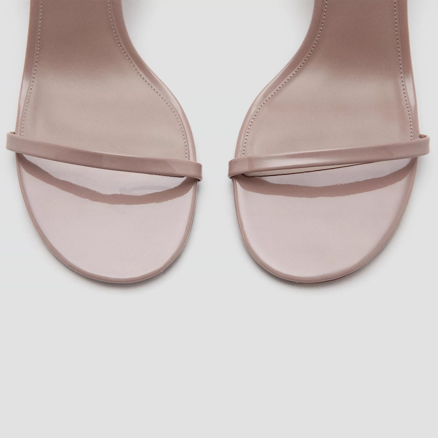 Patent Khaki Round-Toe Strappy Ankle And Back Straps Sandals Kitten Heels