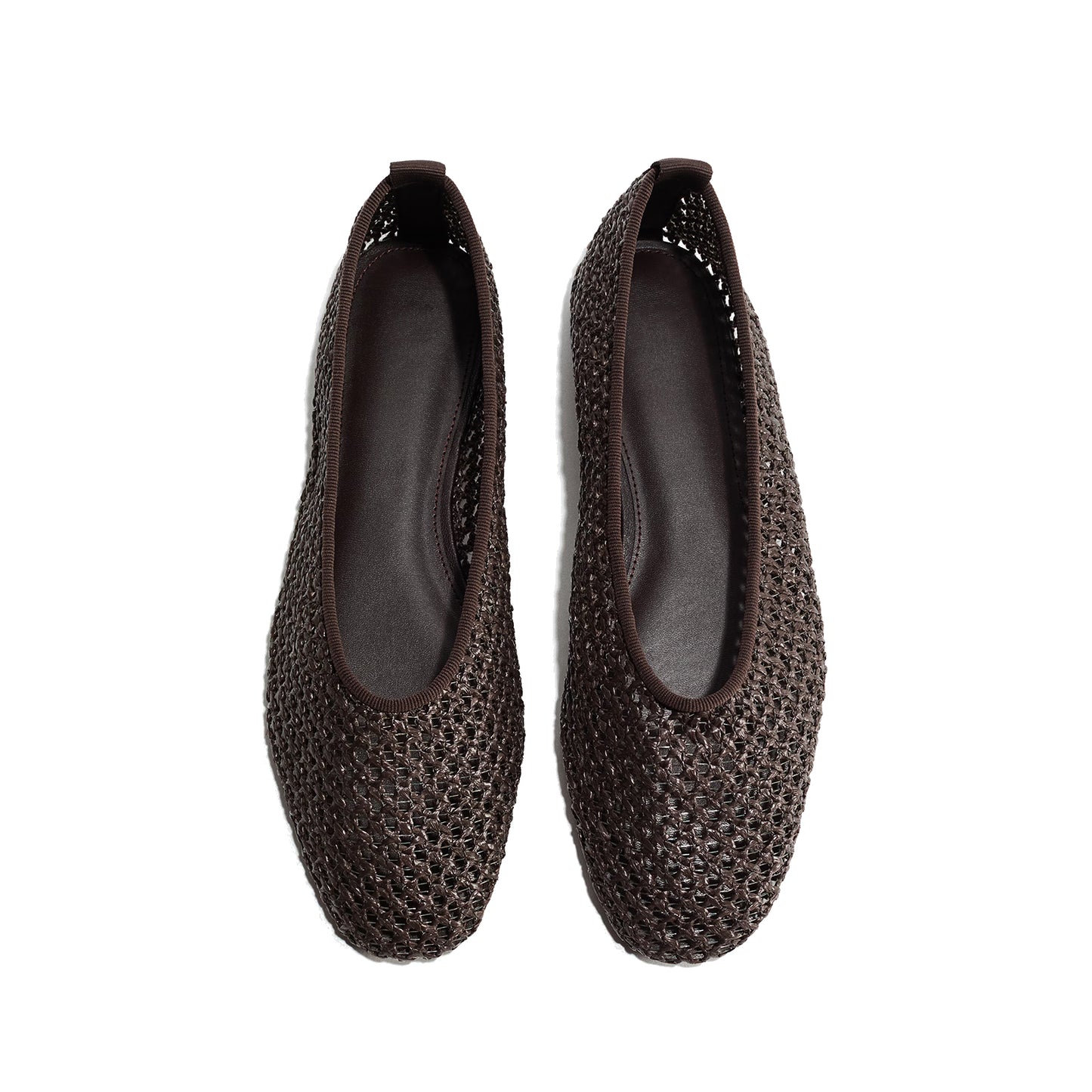 Coffee Woven Square-Toe Simple Slip-On Ballet Classic Flats