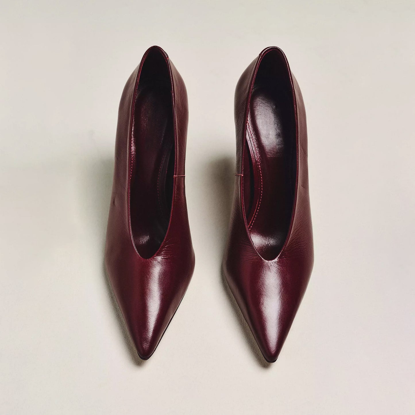 Wine Red Pointed-Toe Classic Backless High Heels