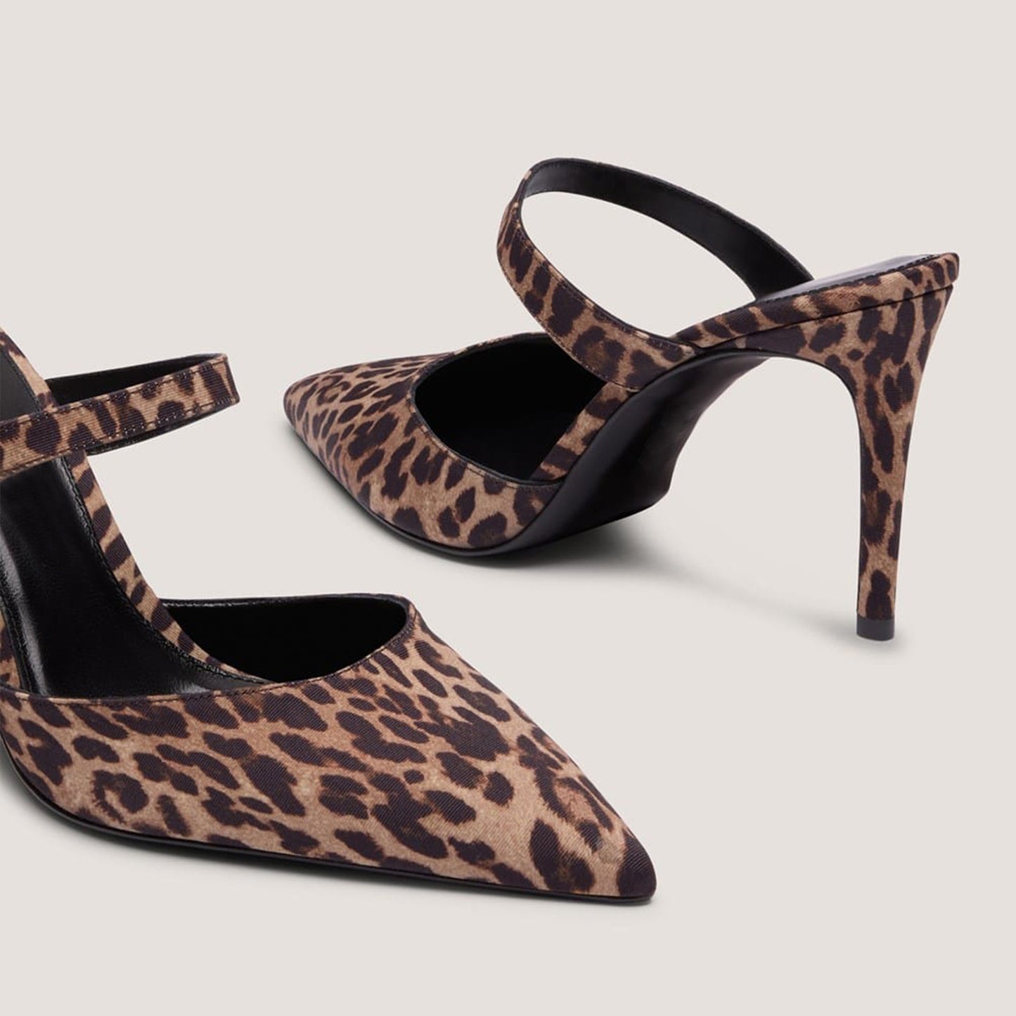 Leopard Pattern Faux Suede Pointed-Toe Middle Strap Slip-On High Heels