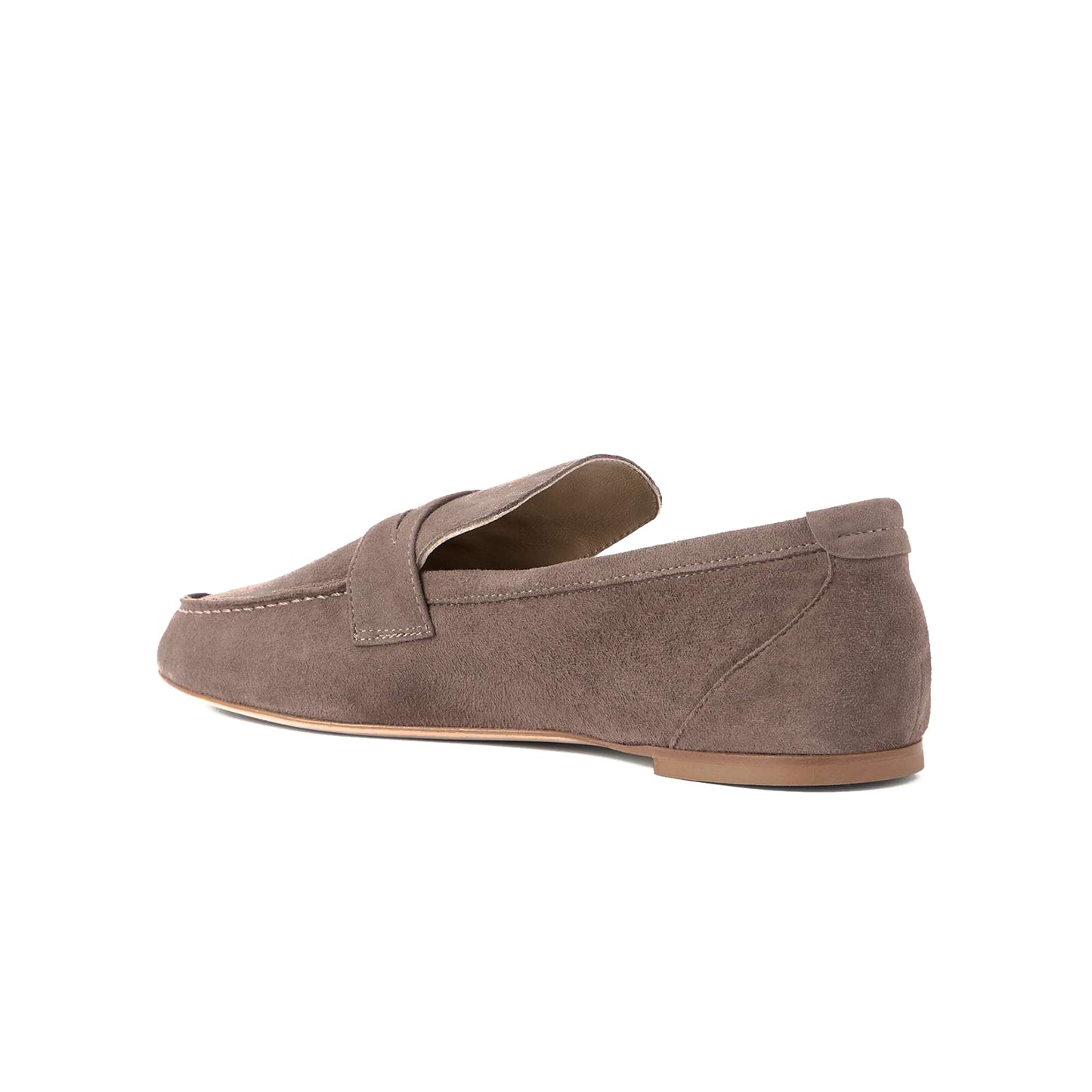 Taupe Faux Suede Round-Toe Slip-On Chic Loafers Flats