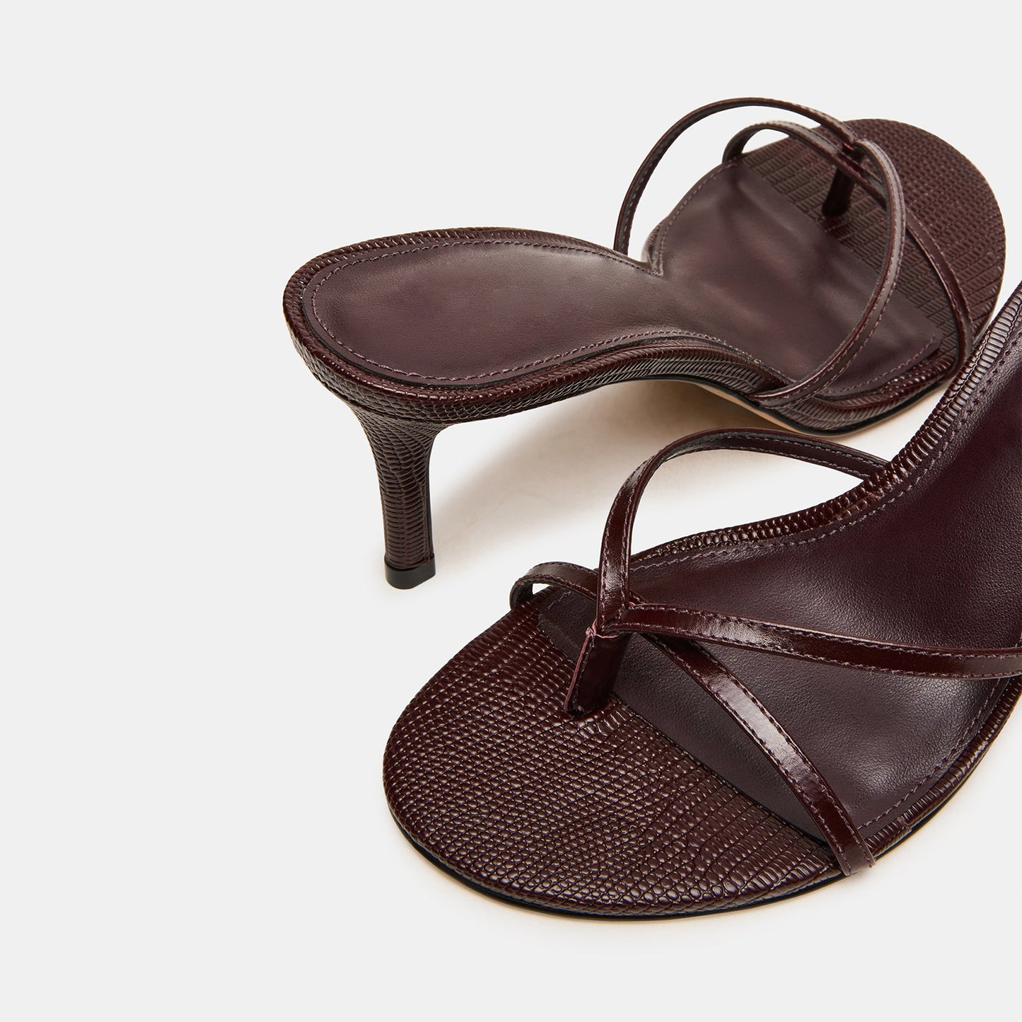 Lizard Pattern Round-Toe Flip-Flop Backless Kitten Heels