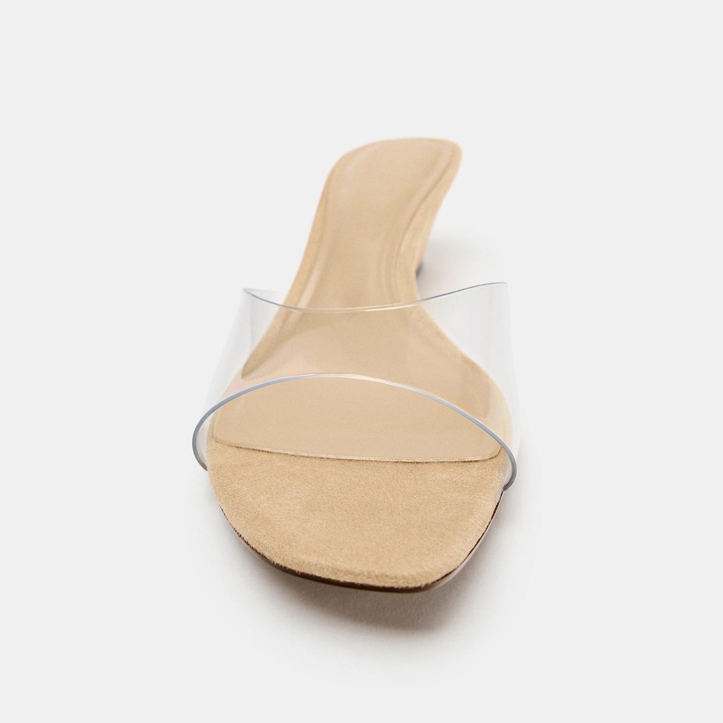 TPU Transparent Film Square-Toe Backless Wedge Heel Sandals