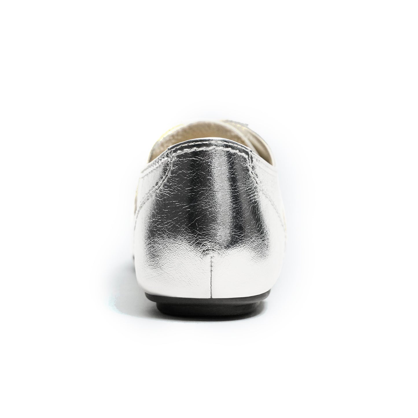 Metallic Silver Square-Toe Lace-Up Classic Sneakers Flats
