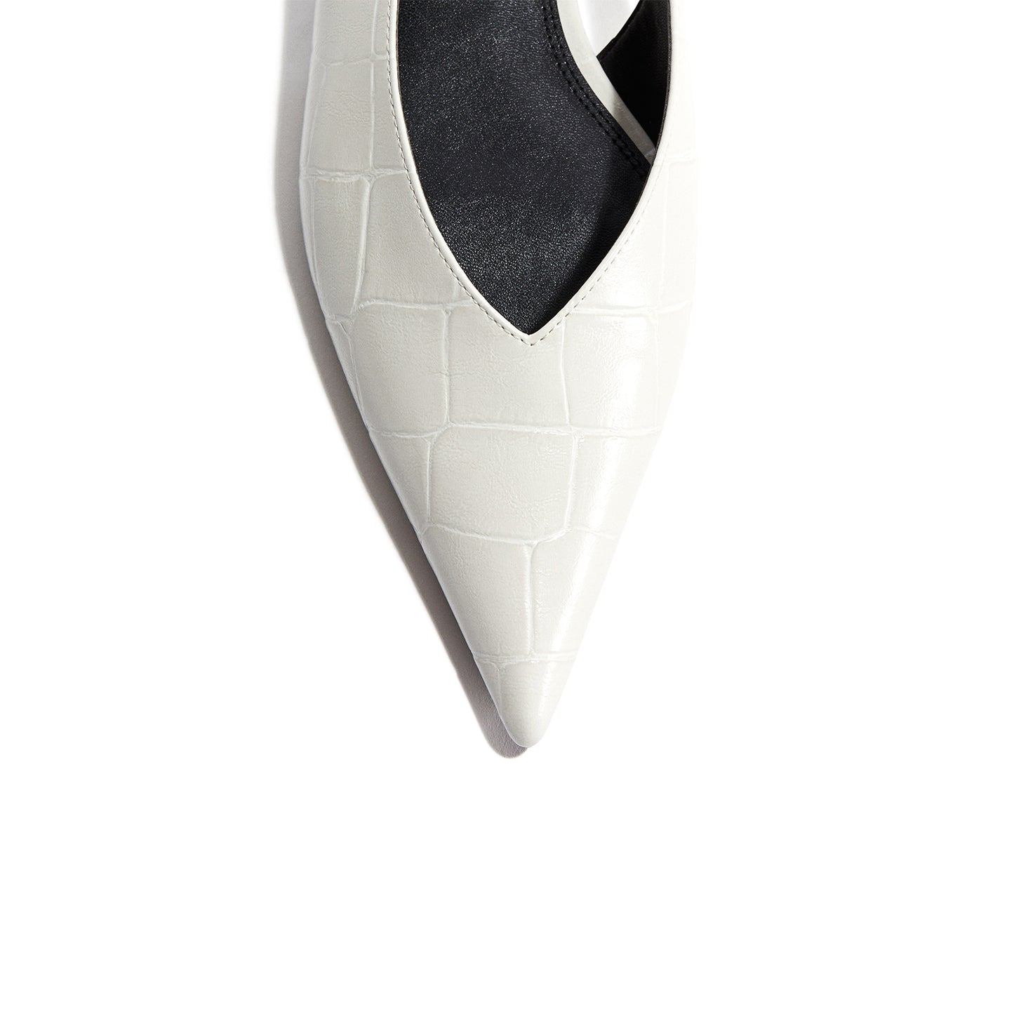 Cream Stone Print Pointed-Toe Slingback Flats