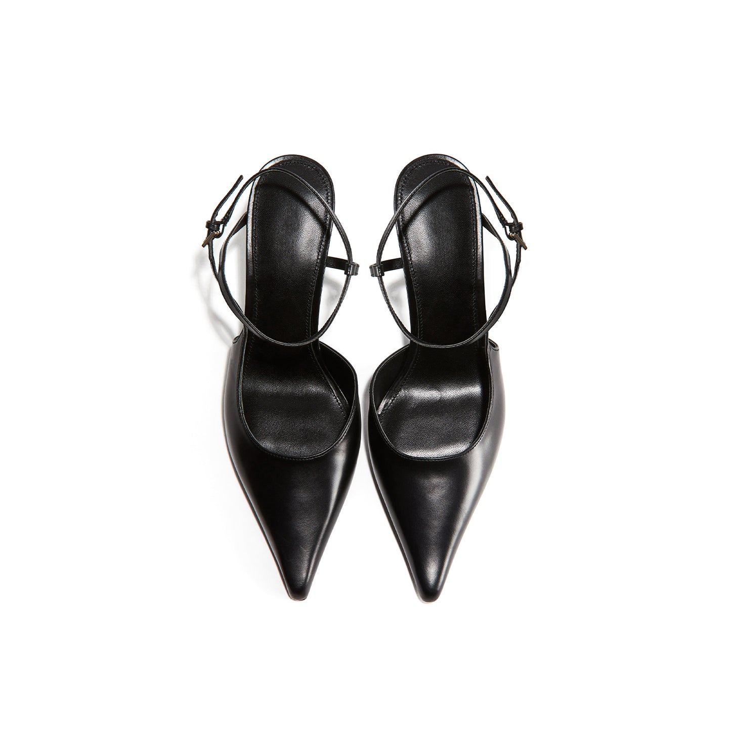Black Pointed-Toe Slip-On Slingback Classic Kitten Heels