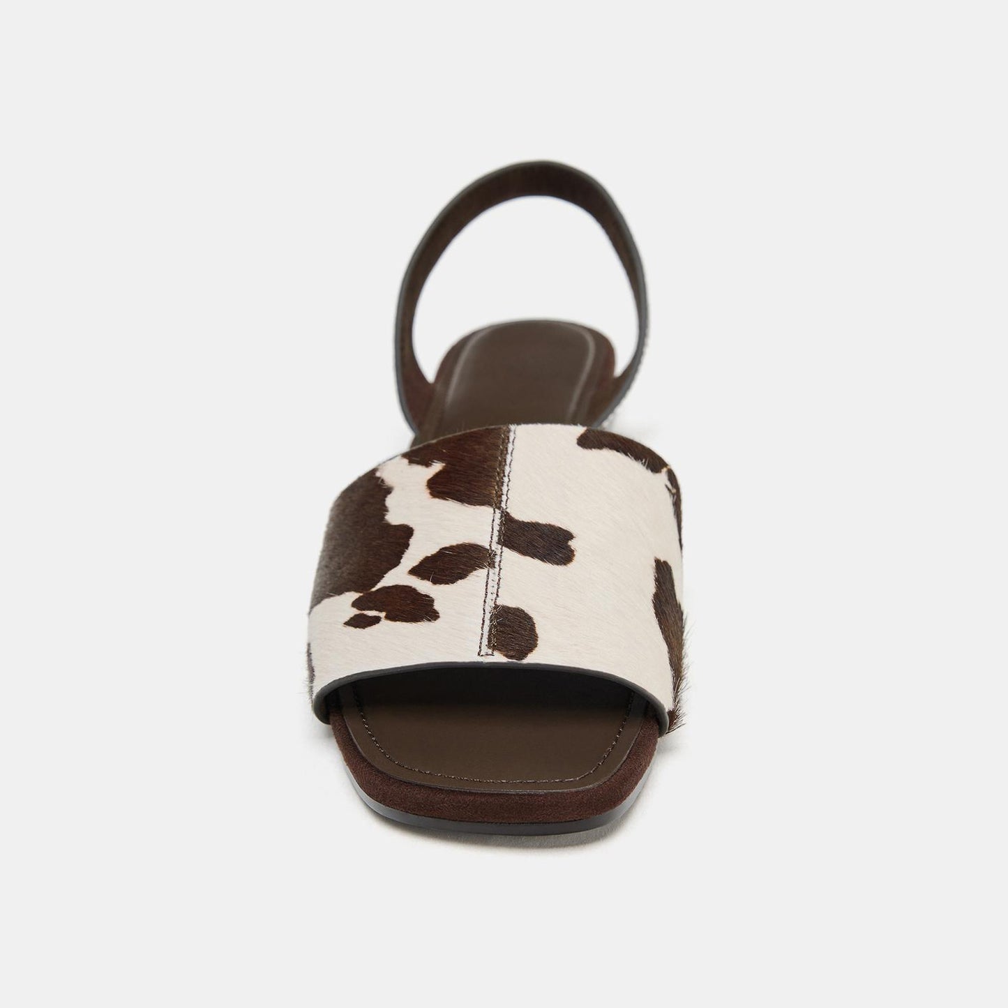 Cow Pattern Pony Hair Vegan Leather Square-Toe Back Strap Chic Flats