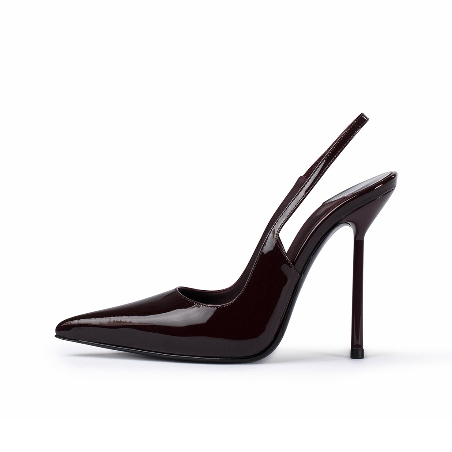 Patent Cherry Red Pointed-Toe Sleek Slingback High Heels